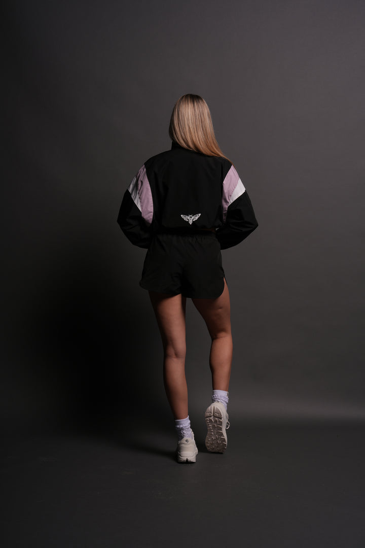 Death Becomes Her Nadia Track Jacket in Black/Purple Smoke/White