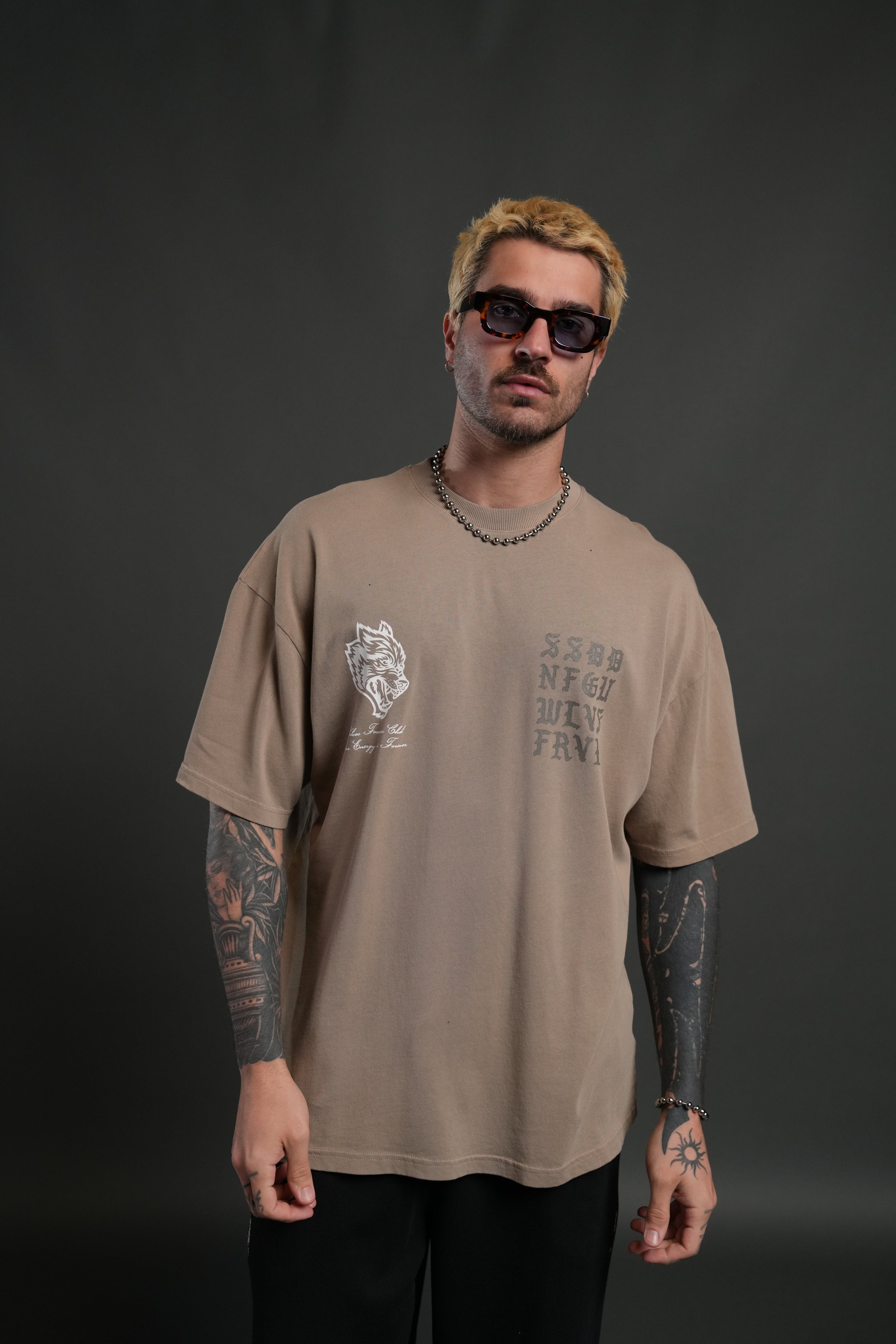 Stone Code "Premium" Oversized Tee in Taupe