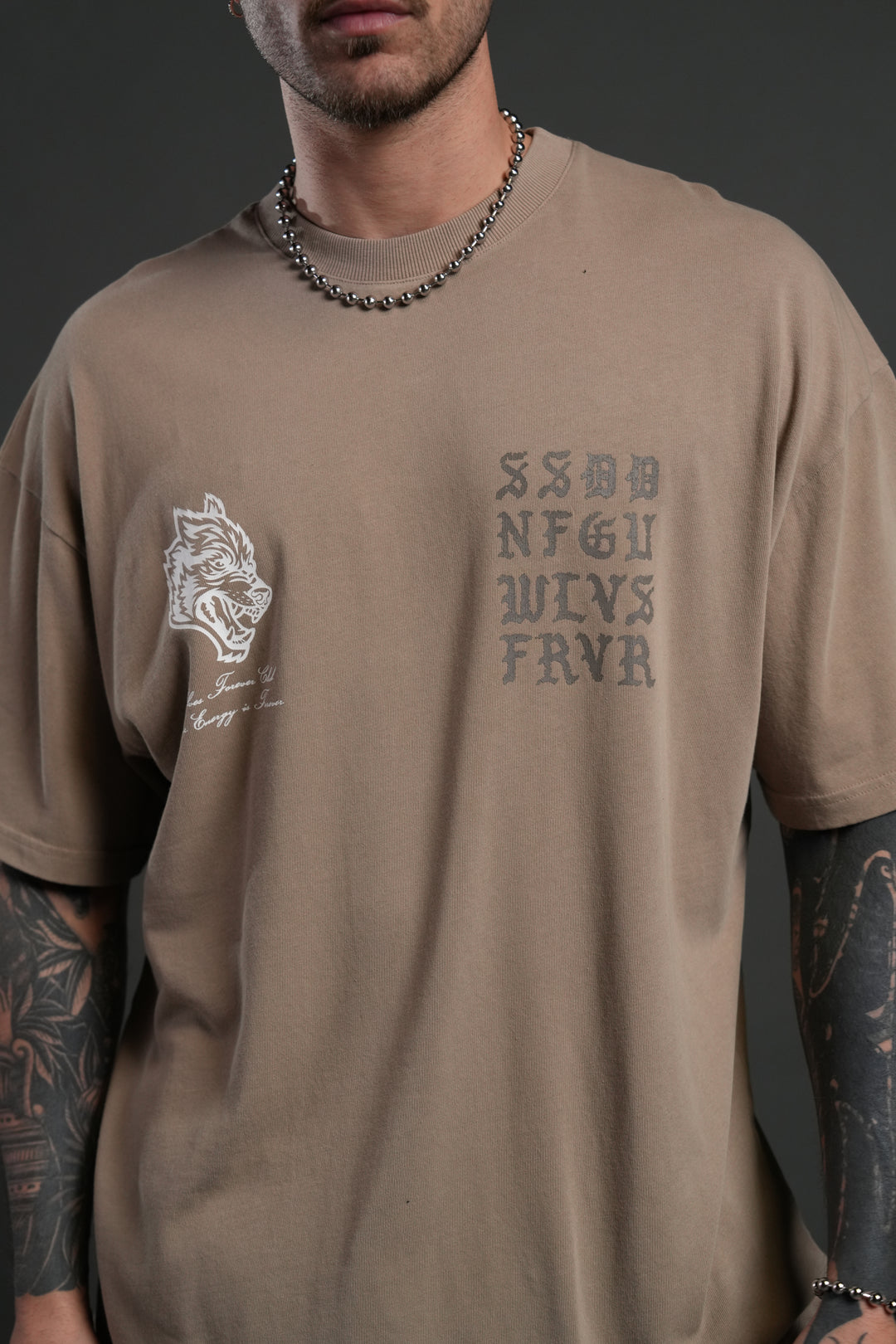 Stone Code "Premium" Oversized Tee in Taupe