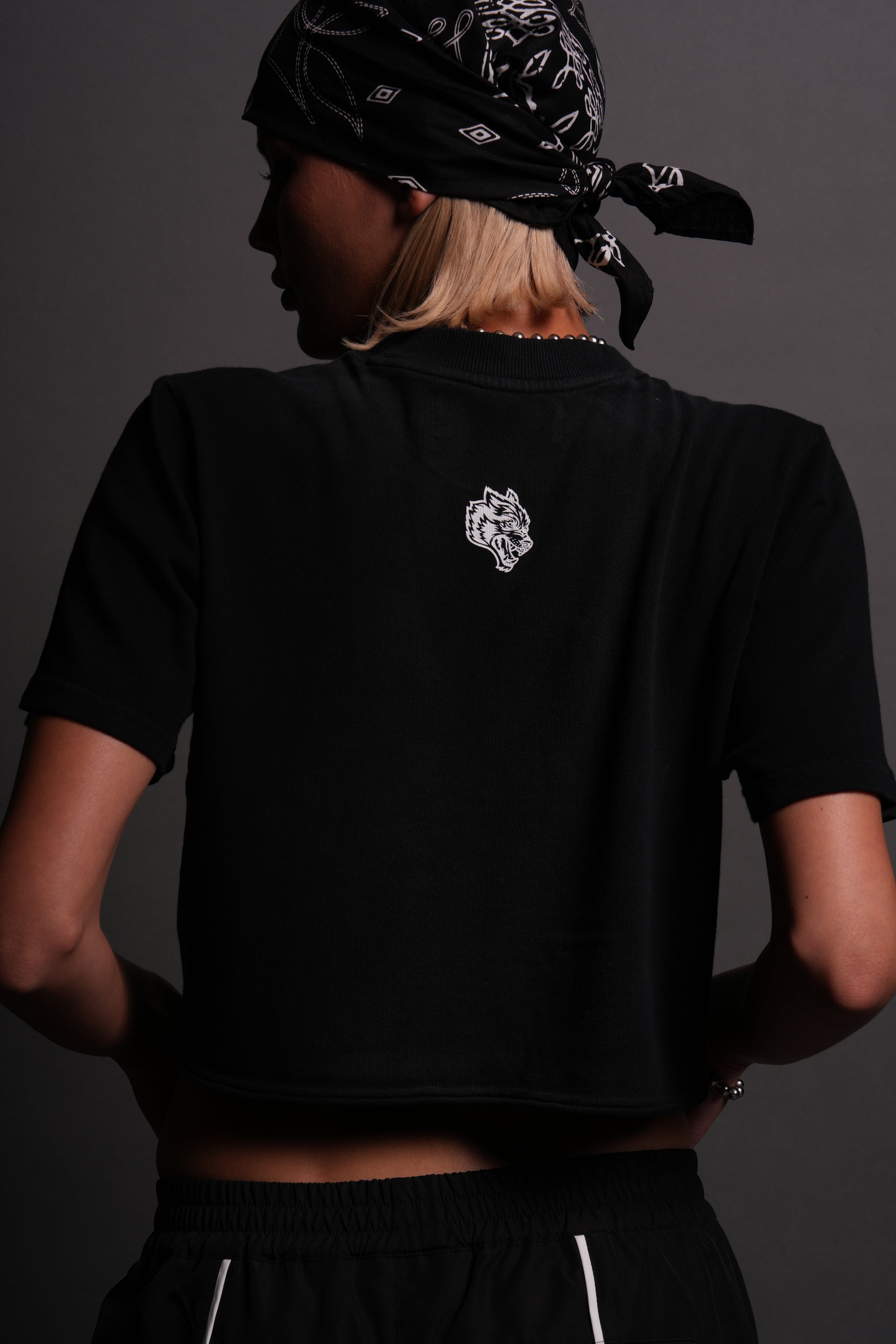 Our Script "Premium" (Cropped) Tee in Black Spine Sun Fade