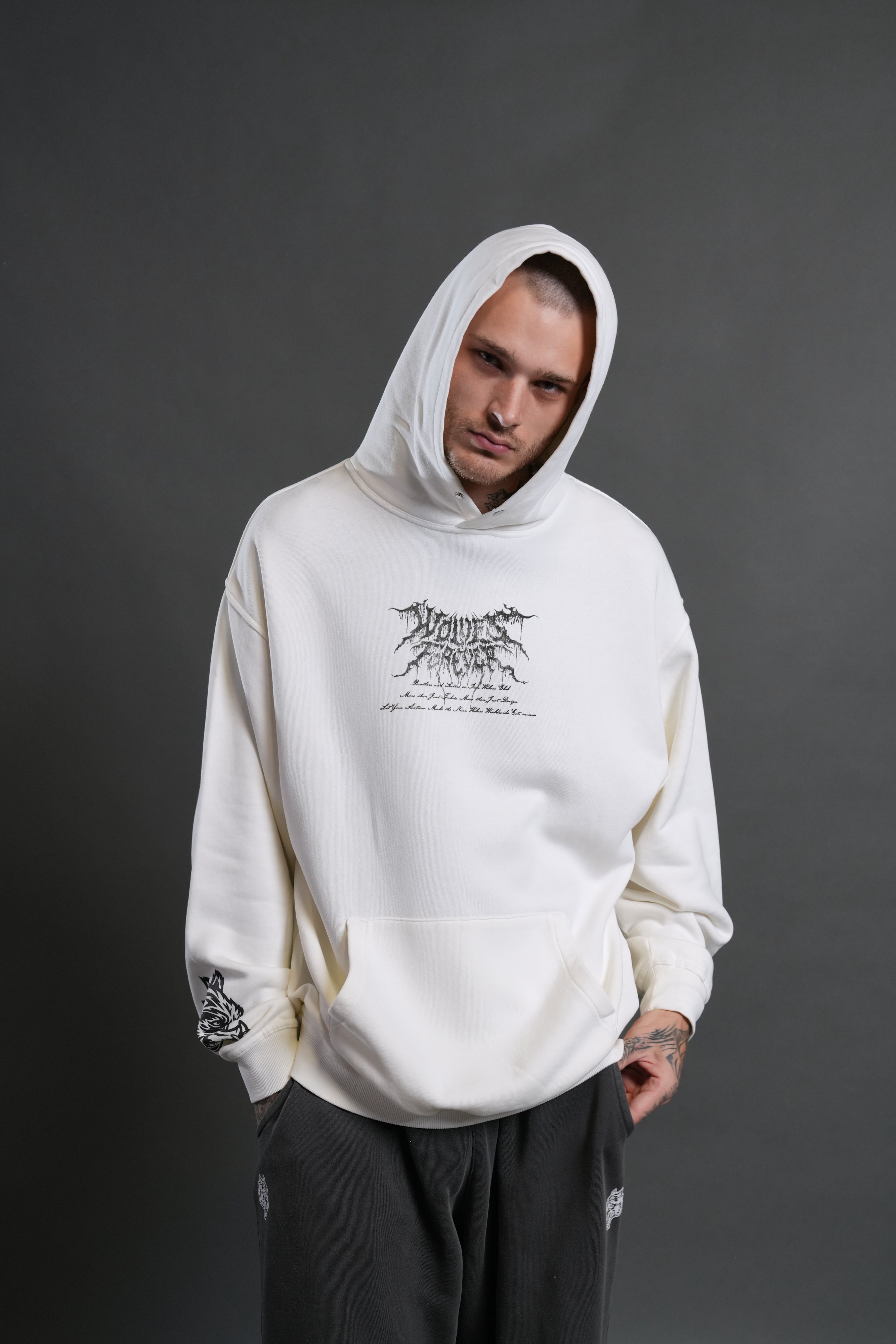 Demon Knight "Pierce" Hoodie in Cream