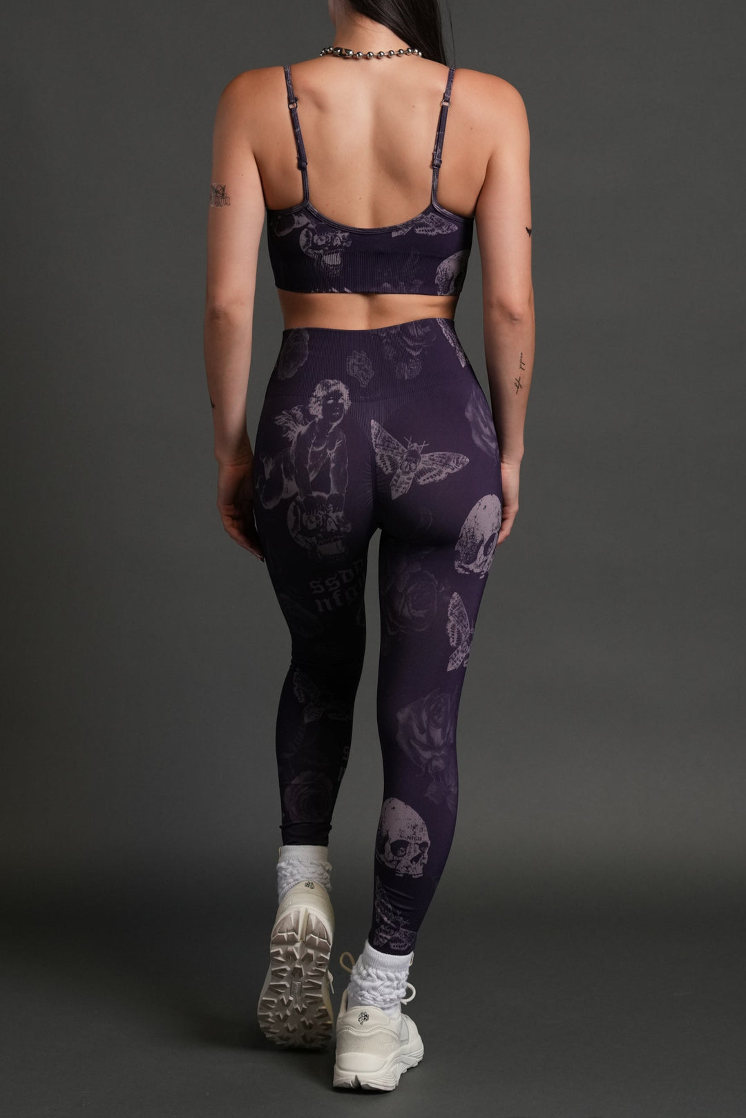 Dual Wolf V2 "Everson" Scrunch Leggings in Purple Vanitas Flora