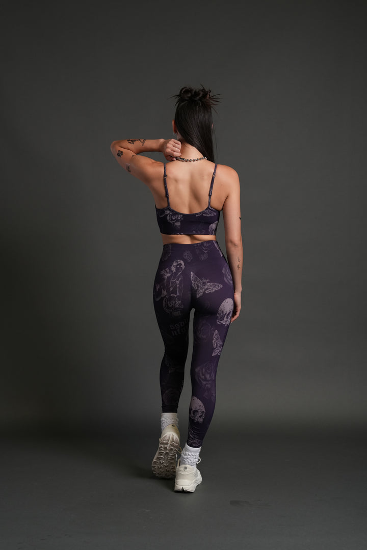 Dual Wolf V2 "Everson" Scrunch Leggings in Purple Vanitas Flora
