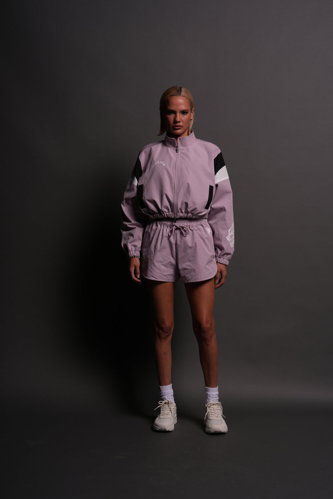 Death Becomes Her Nadia Track Jacket in Purple Smoke/Black/White