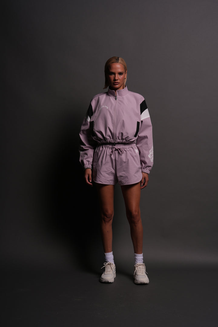 Death Becomes Her Nadia Track Jacket in Purple Smoke/Black/White