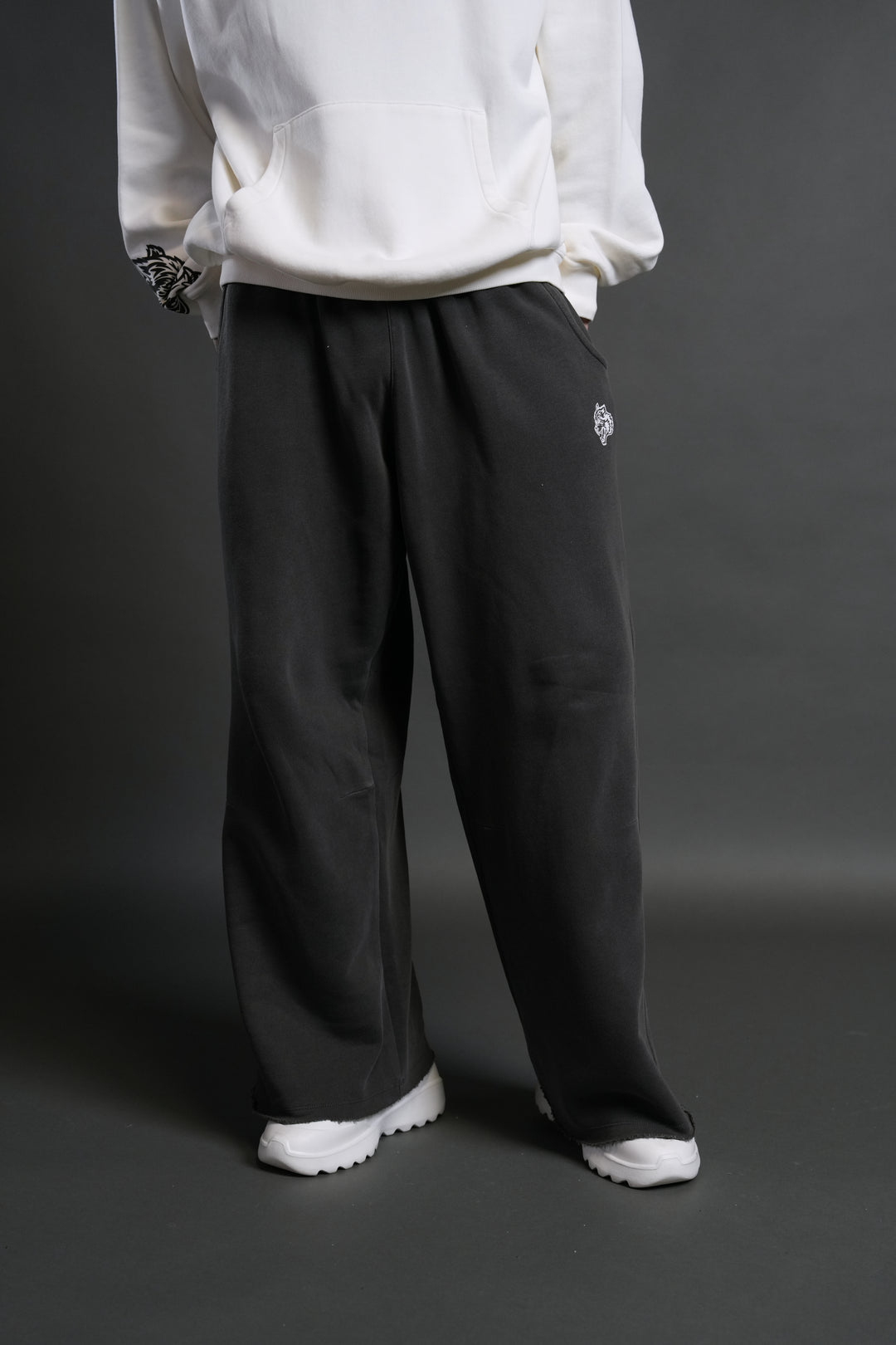 Box Patch Dual Moaty Sweat Pants in Wolf Gray