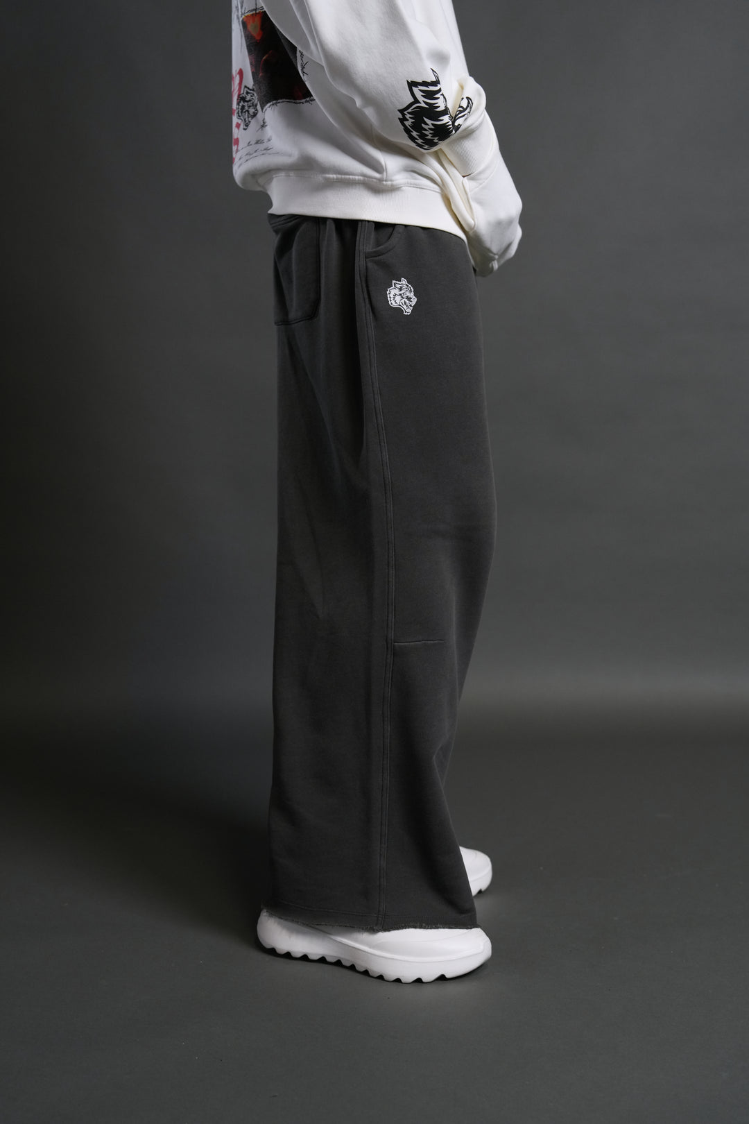 Box Patch Dual Moaty Sweat Pants in Wolf Gray