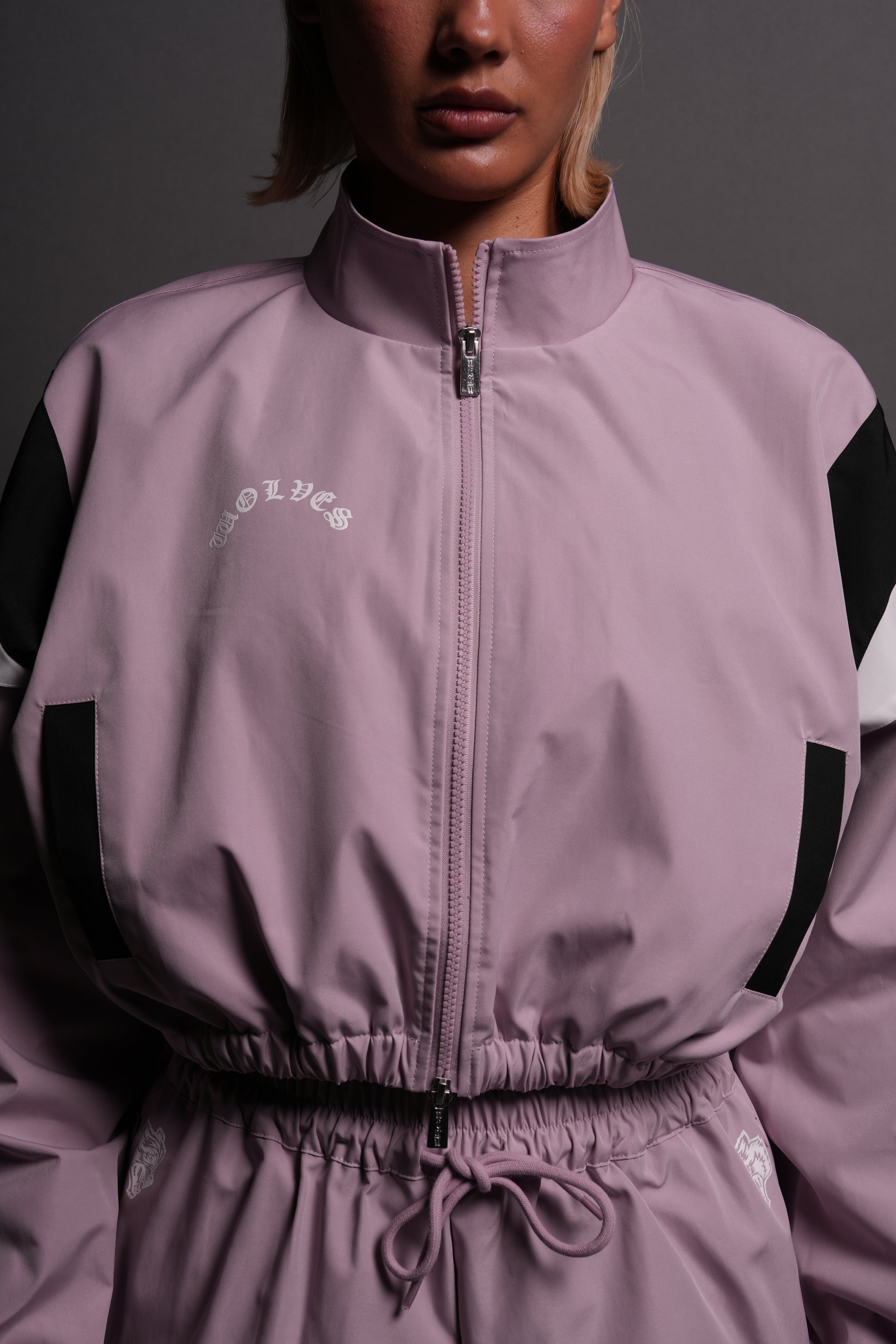 Death Becomes Her Nadia Track Jacket in Purple Smoke/Black/White