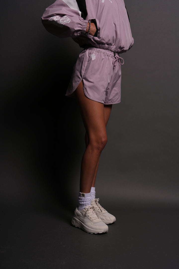 Dual Wolf Nadia Track Shorts in Purple Smoke