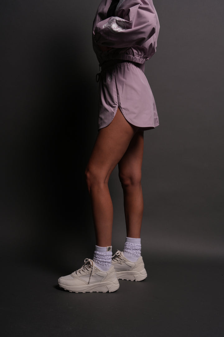 Dual Wolf Nadia Track Shorts in Purple Smoke