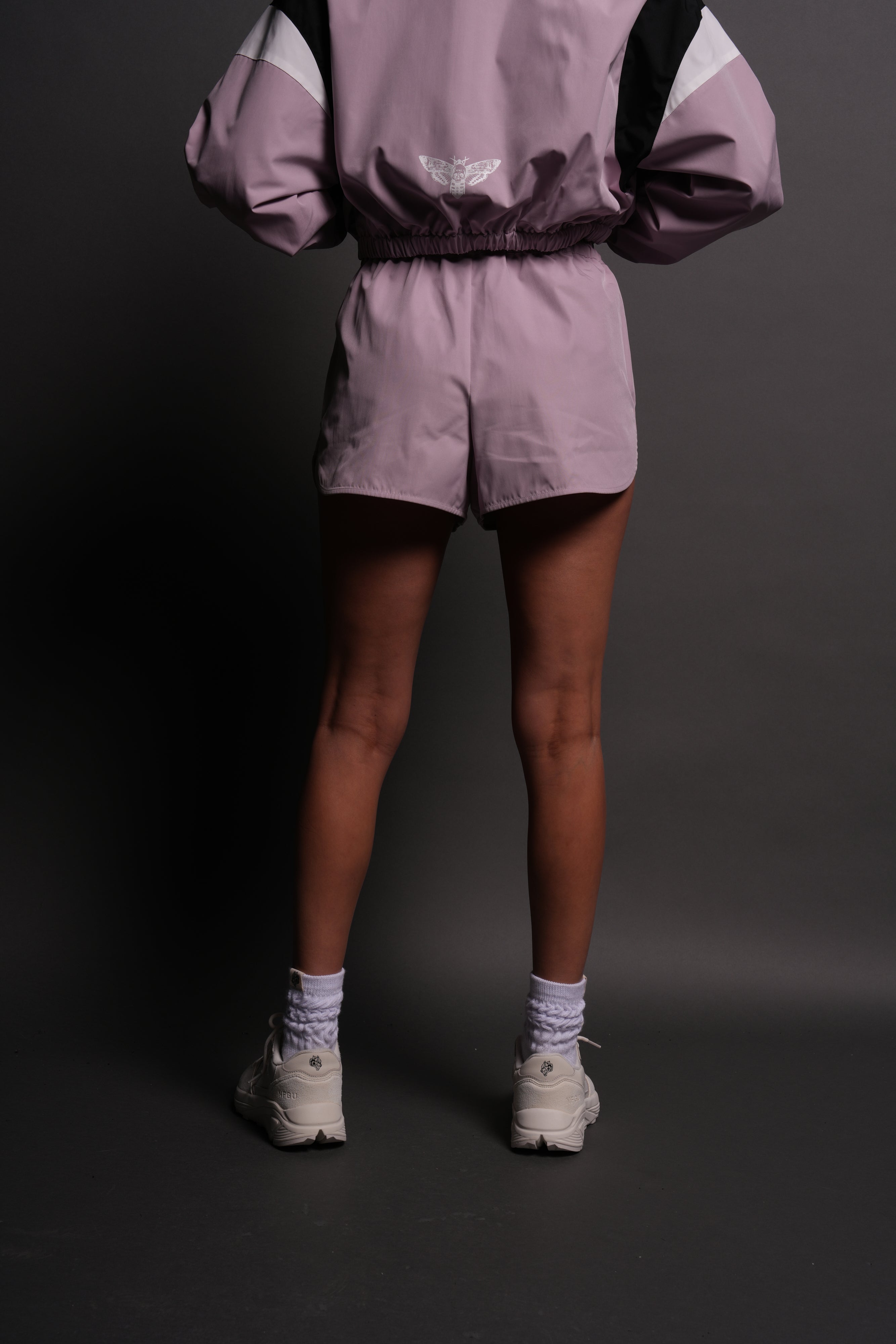 Dual Wolf Nadia Track Shorts in Purple Smoke