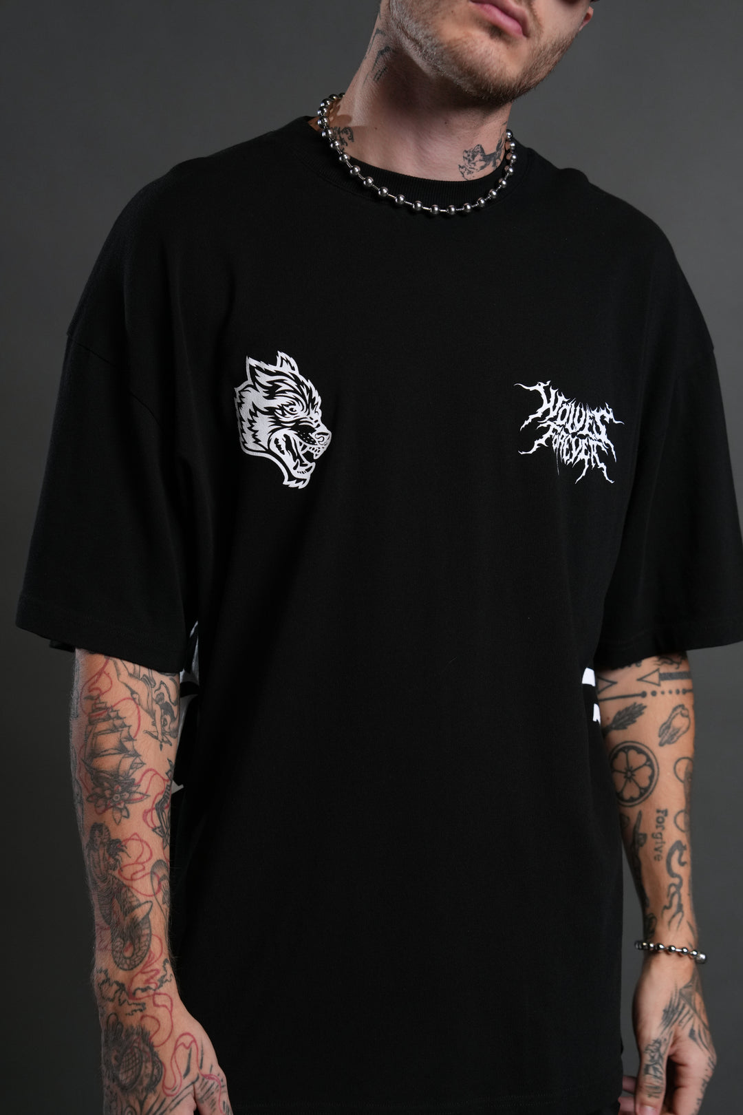 Beru "Side By Side" Series Premium Oversized Tee in Black