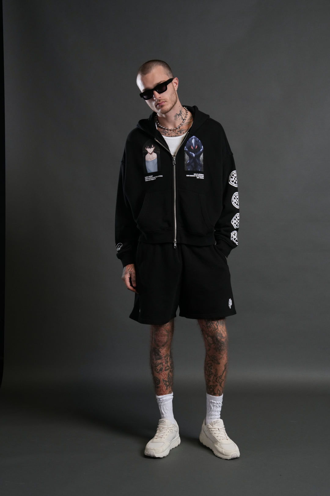 Arise Vex Double Zip Hoodie in Black