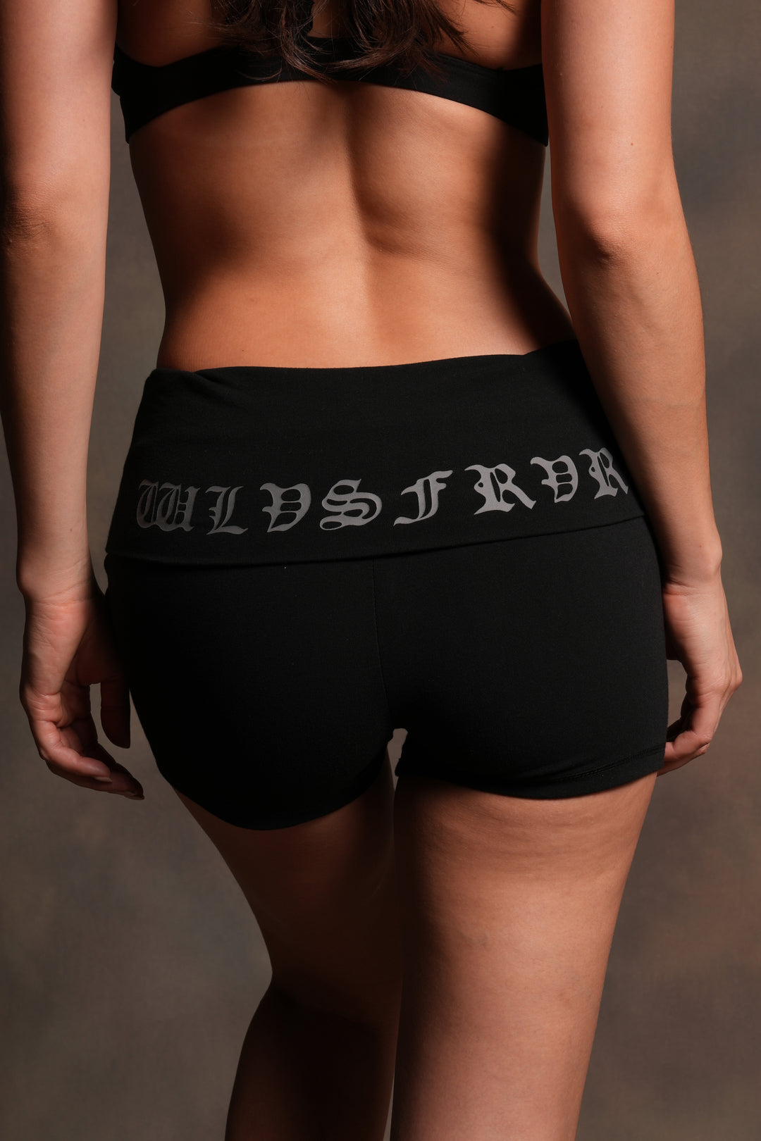 Harley Wolves Fold Over Shorts in Black