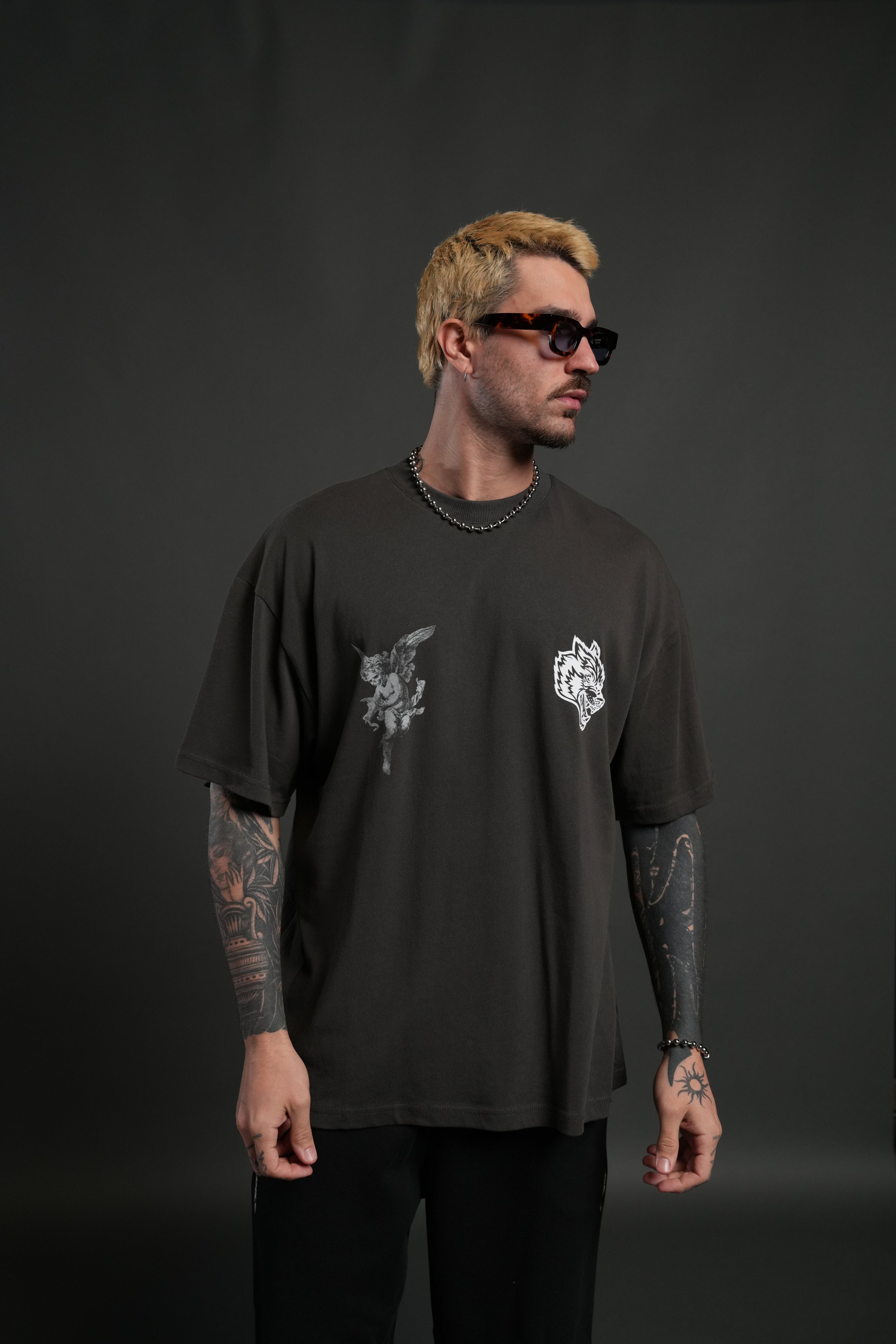 Darc Angel "Premium" Oversized Tee in Wolf Gray