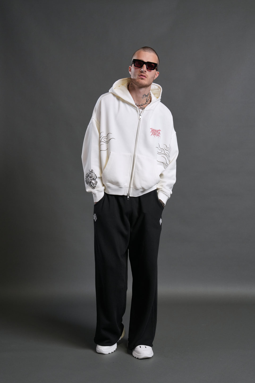 S-Rank Vex Double Zip Hoodie in Cream