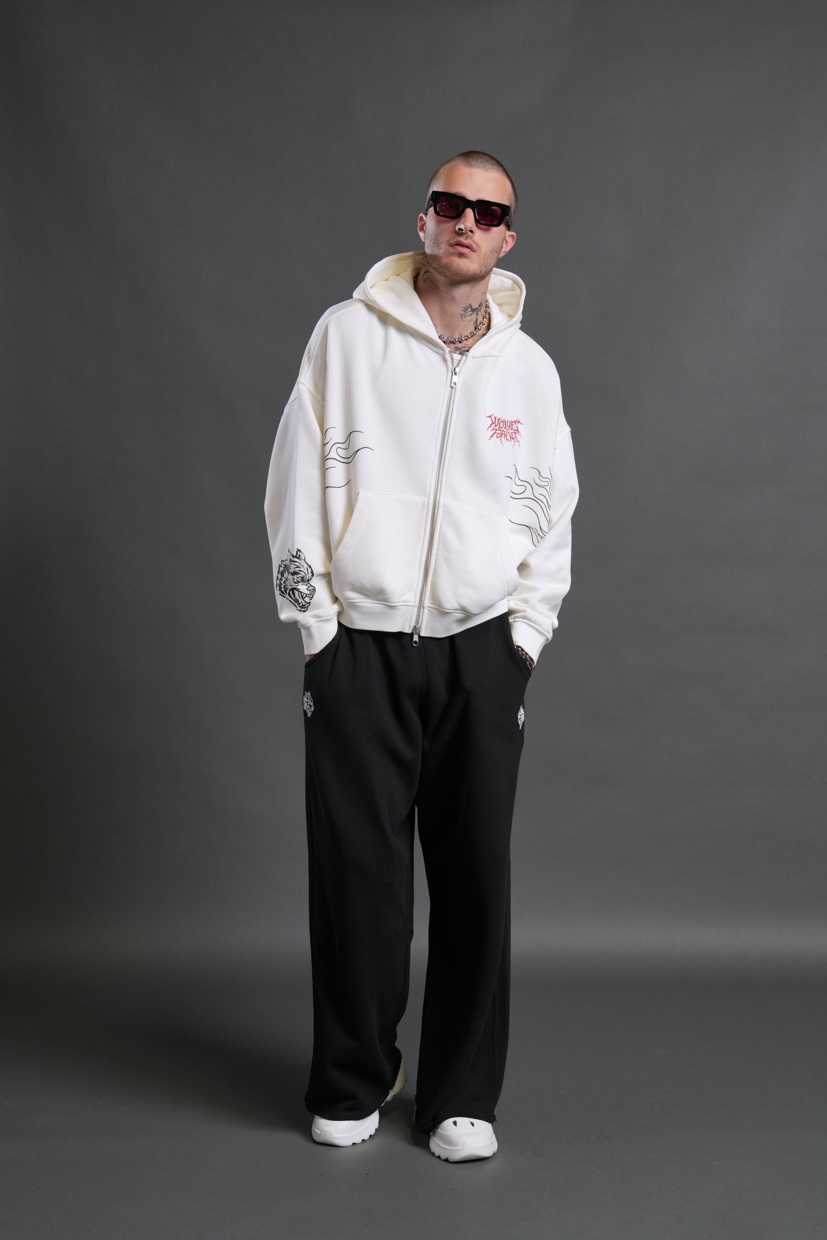 S-Rank Vex Double Zip Hoodie in Cream