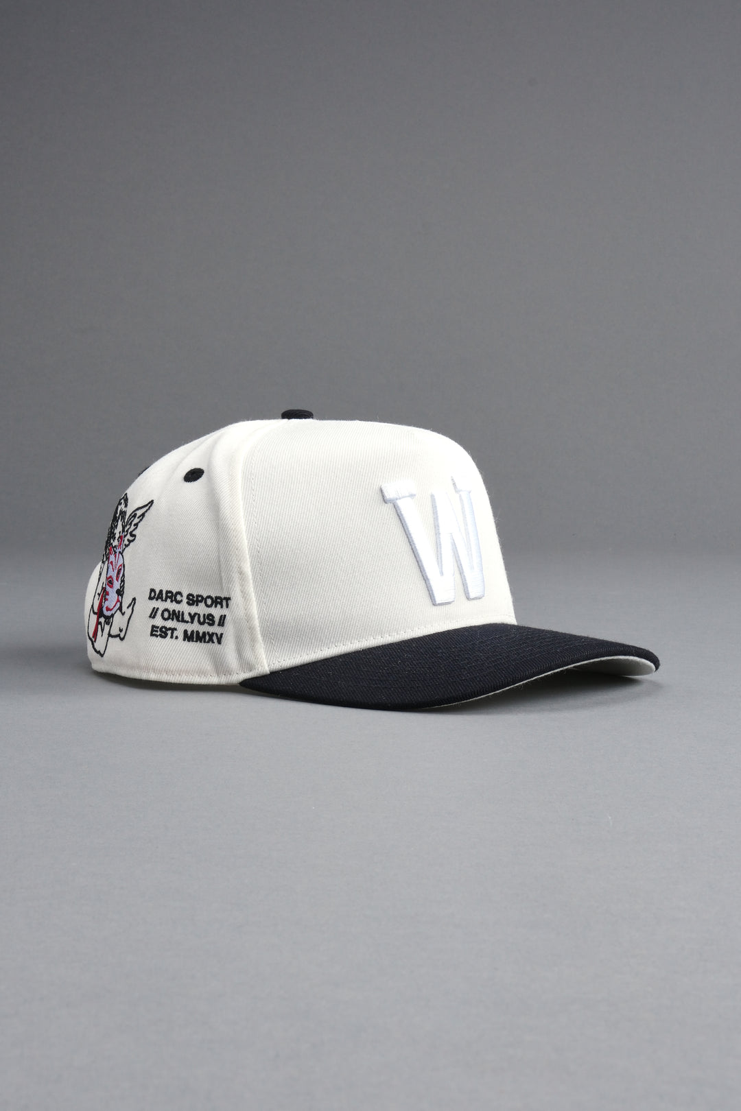 Kitsune and Oni Cherubs A Frame Snapback in Cream/Black