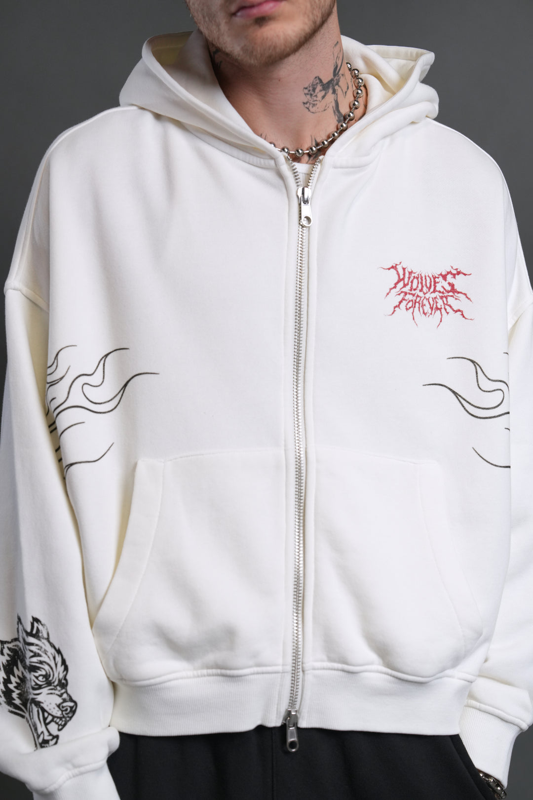 S-Rank Vex Double Zip Hoodie in Cream