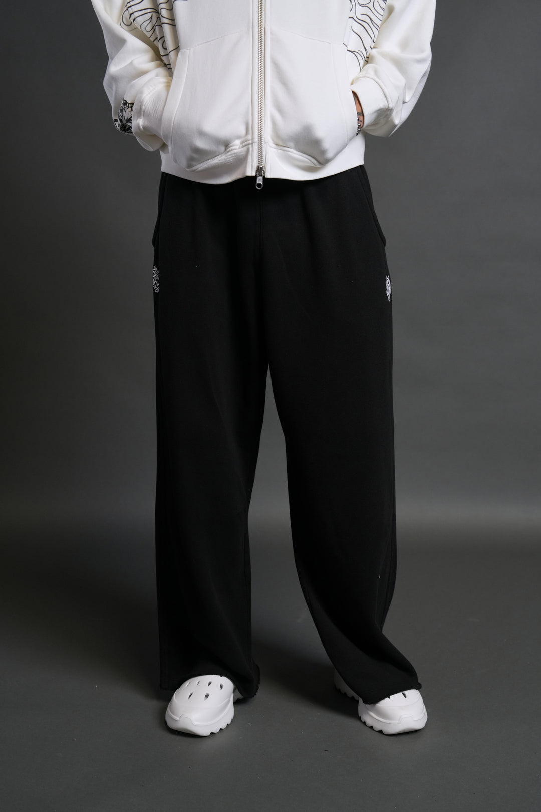 Box Patch Dual Moaty Sweat Pants in Black