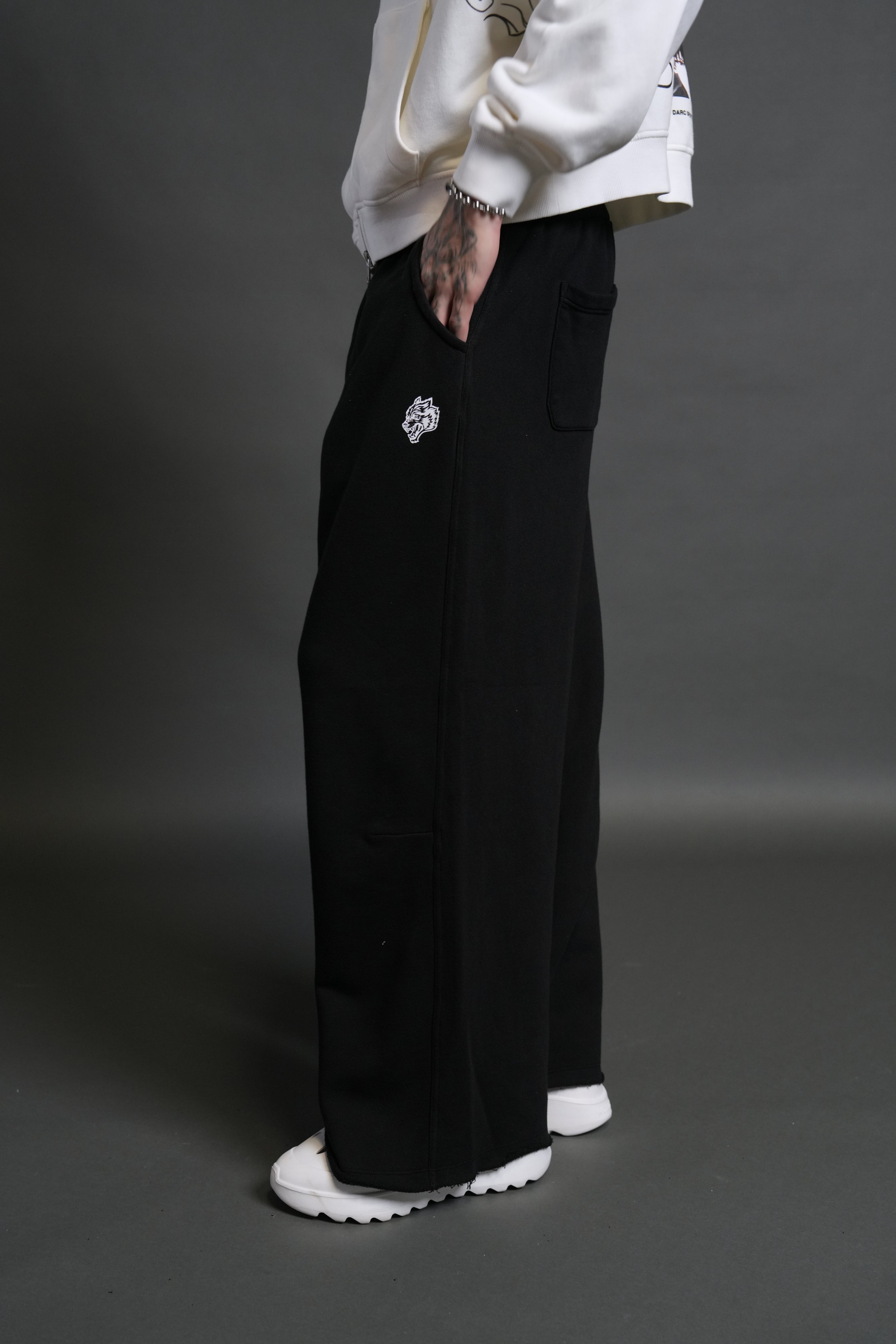 Box Patch Dual Moaty Sweat Pants in Black