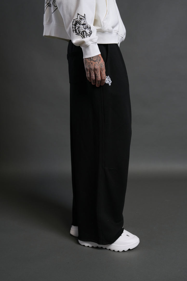 Box Patch Dual Moaty Sweat Pants in Black