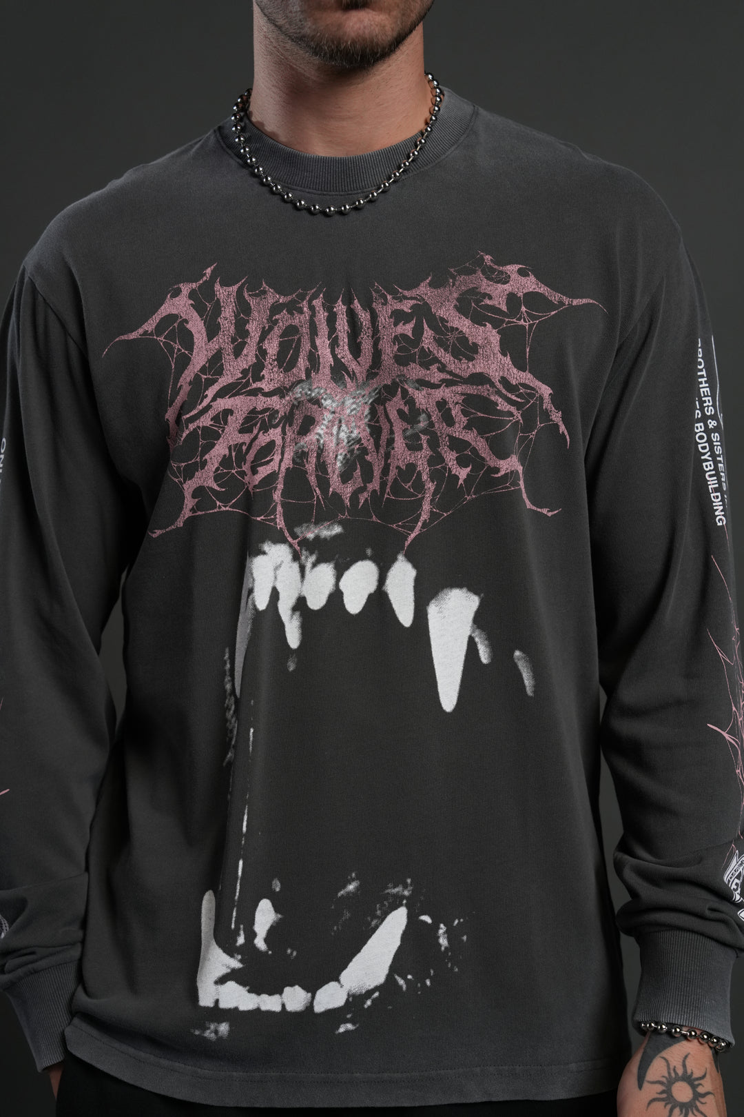 Blood Thirsty Webs "Premium" L/S Tee in Wolf Gray