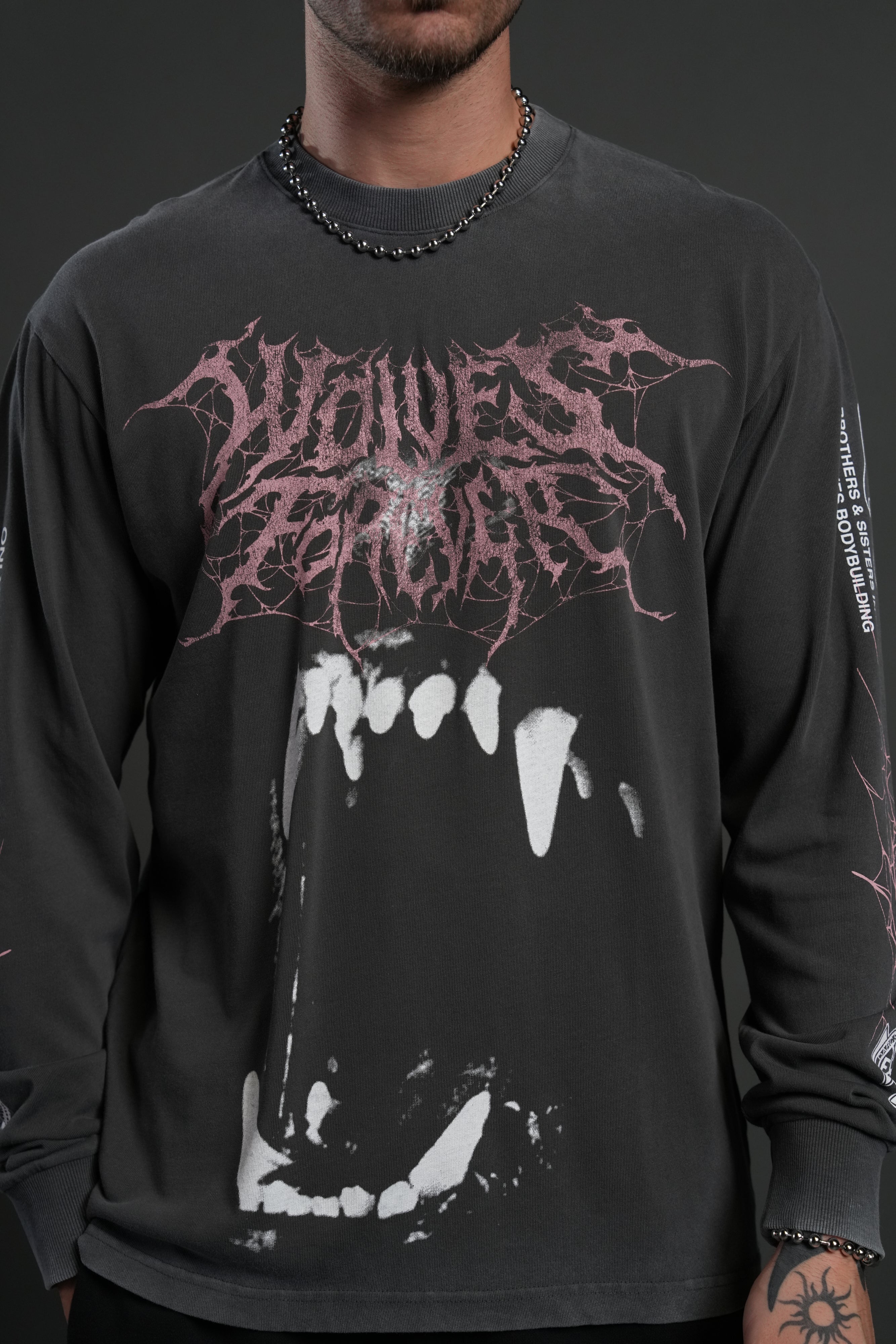 Blood Thirsty Webs "Premium" L/S Tee in Wolf Gray
