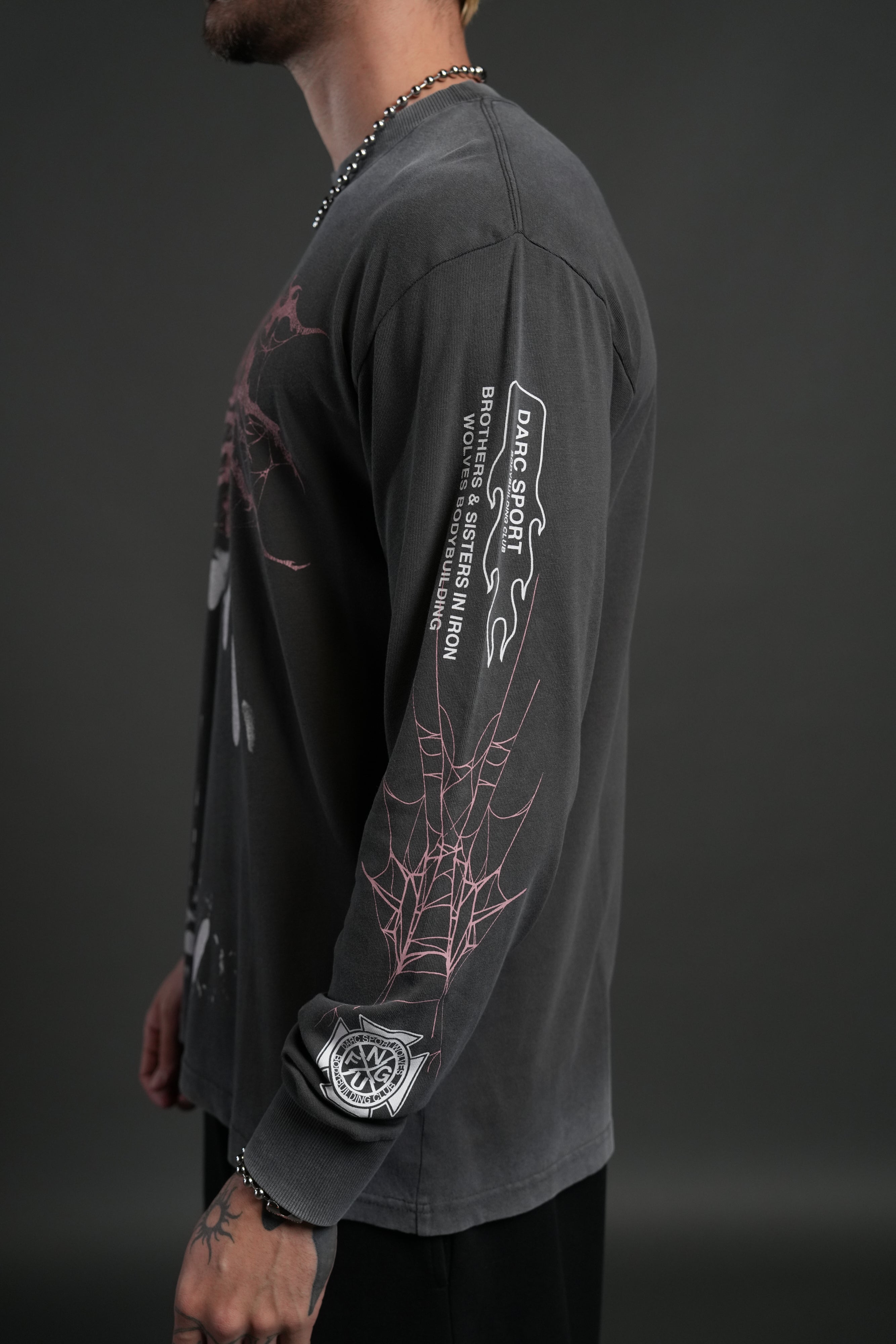 Blood Thirsty Webs "Premium" L/S Tee in Wolf Gray
