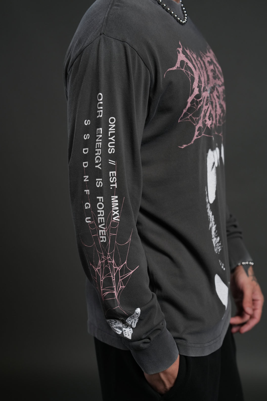 Blood Thirsty Webs "Premium" L/S Tee in Wolf Gray