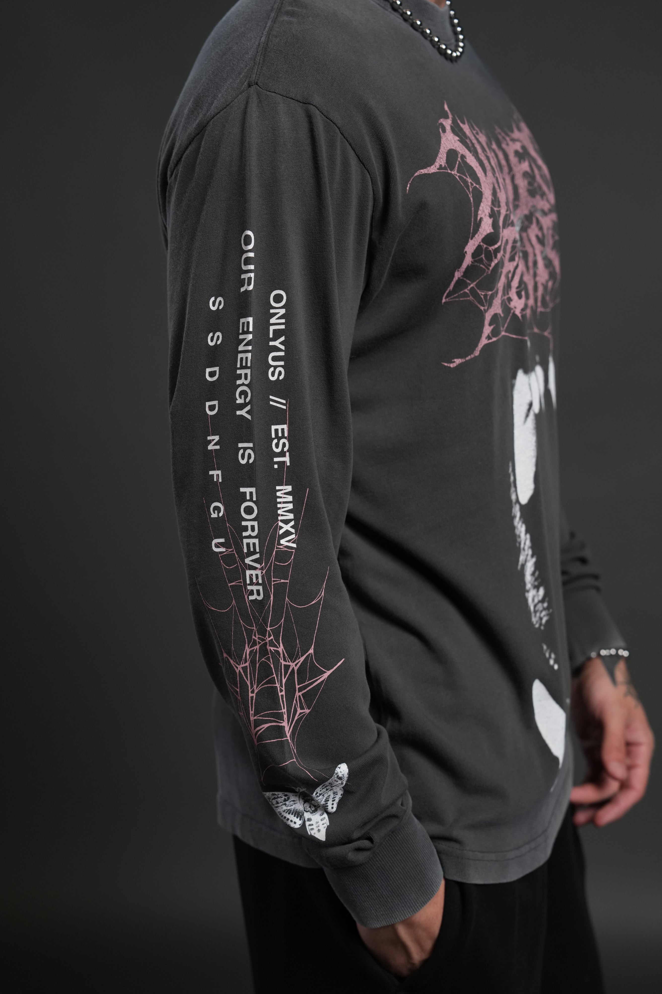 Blood Thirsty Webs "Premium" L/S Tee in Wolf Gray