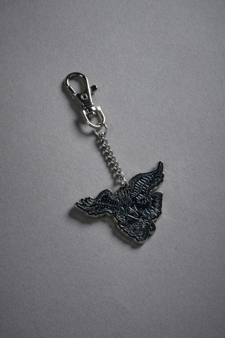 Eagle Oni Mask Keychain in Silver/Black