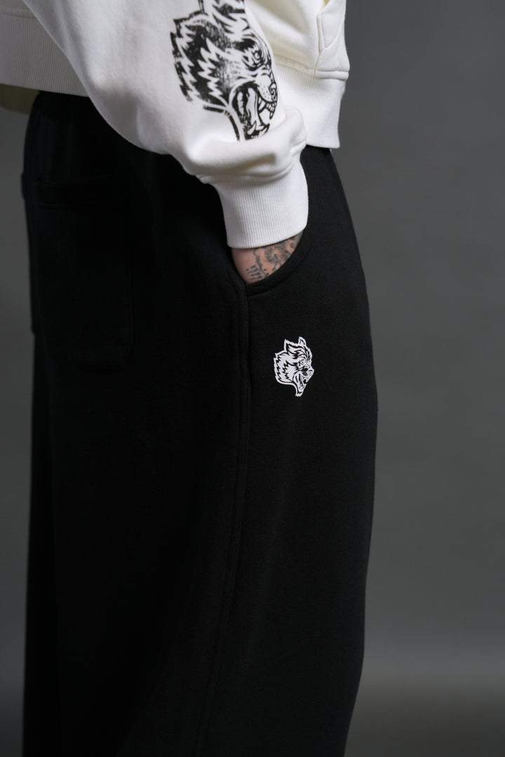 Box Patch Dual Moaty Sweat Pants in Black