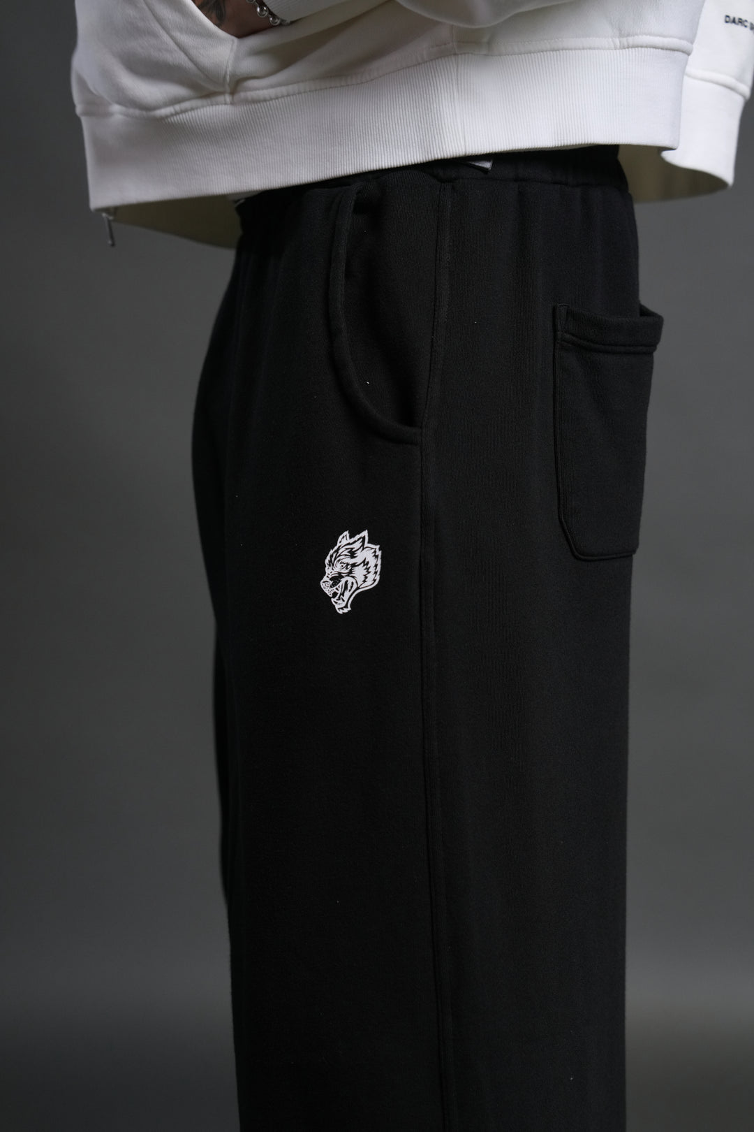 Box Patch Dual Moaty Sweat Pants in Black