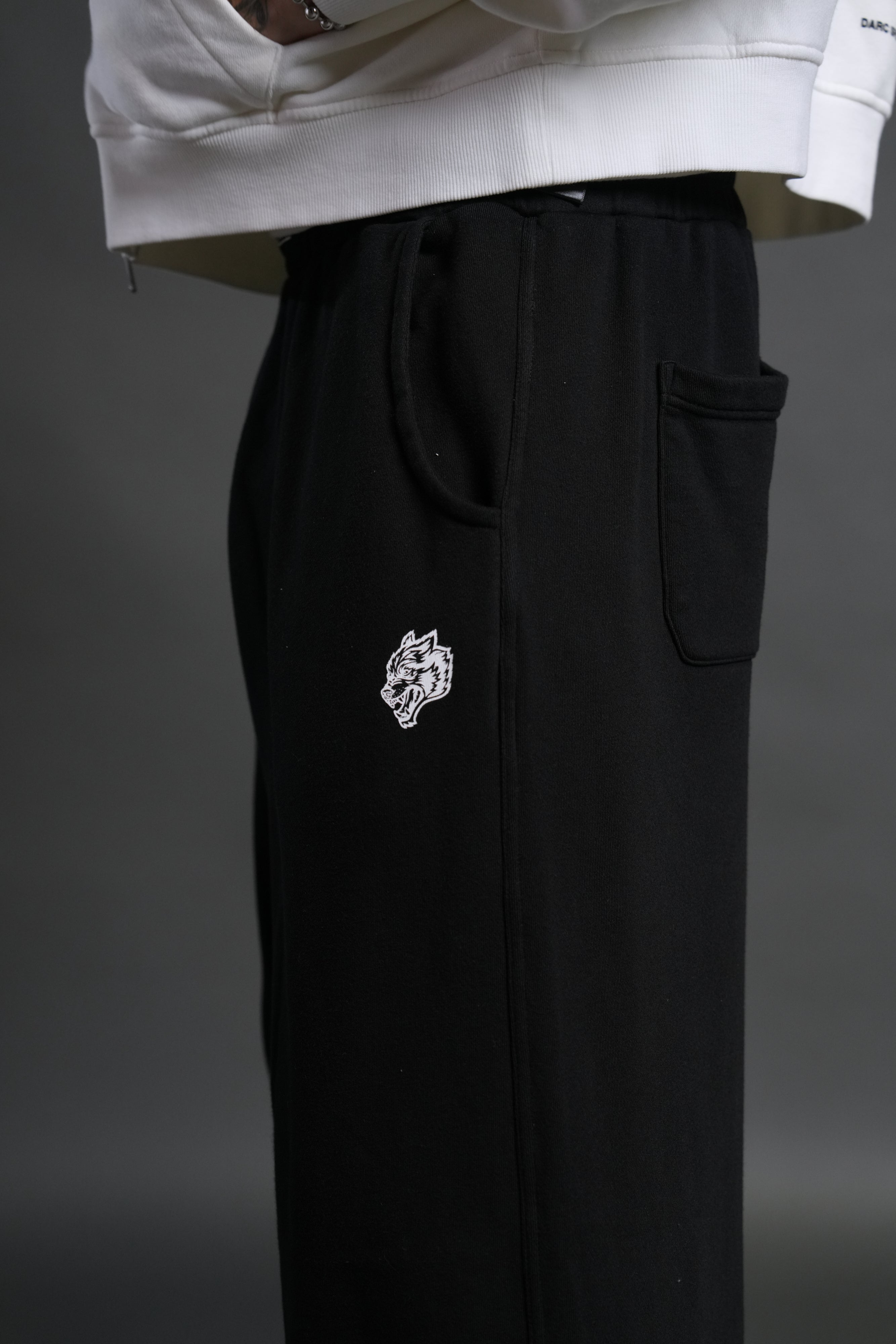 Box Patch Dual Moaty Sweat Pants in Black