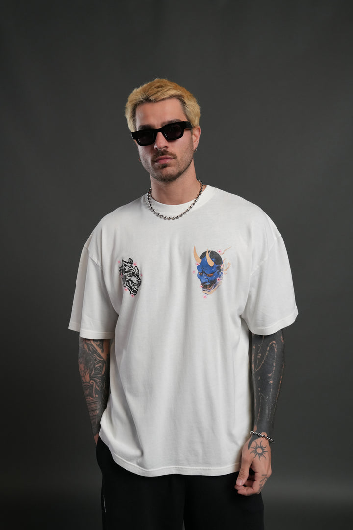 Oni Code Blossom "Premium" Oversized Tee in Cream