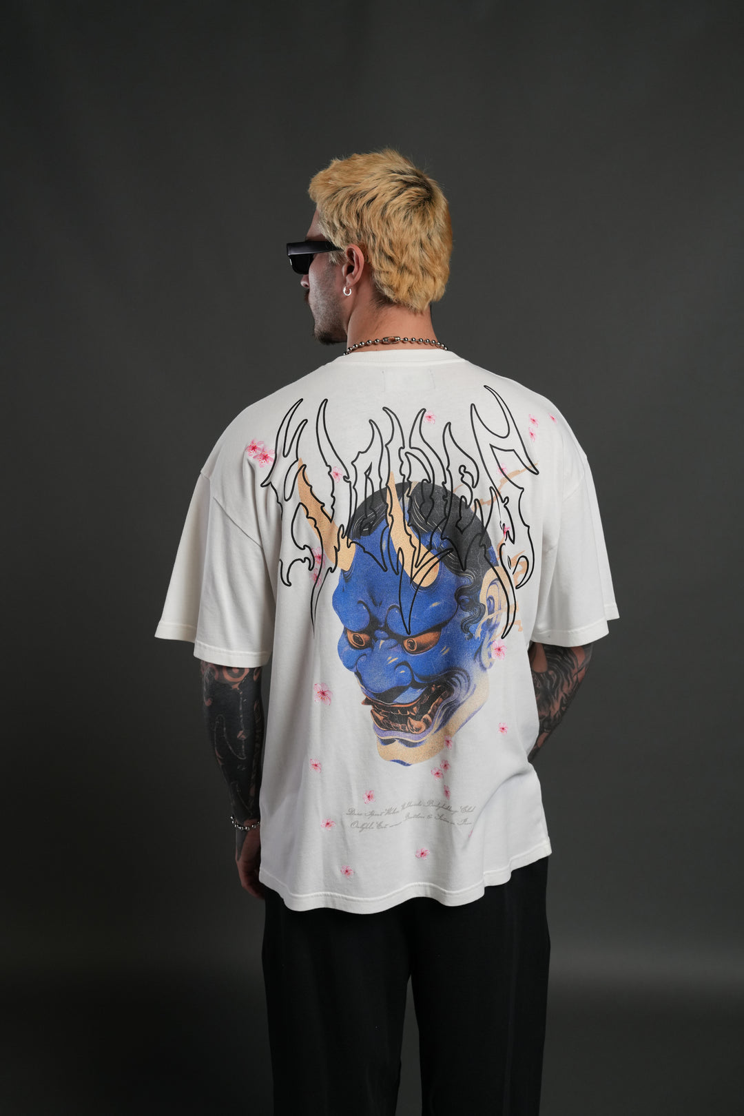 Oni Code Blossom "Premium" Oversized Tee in Cream