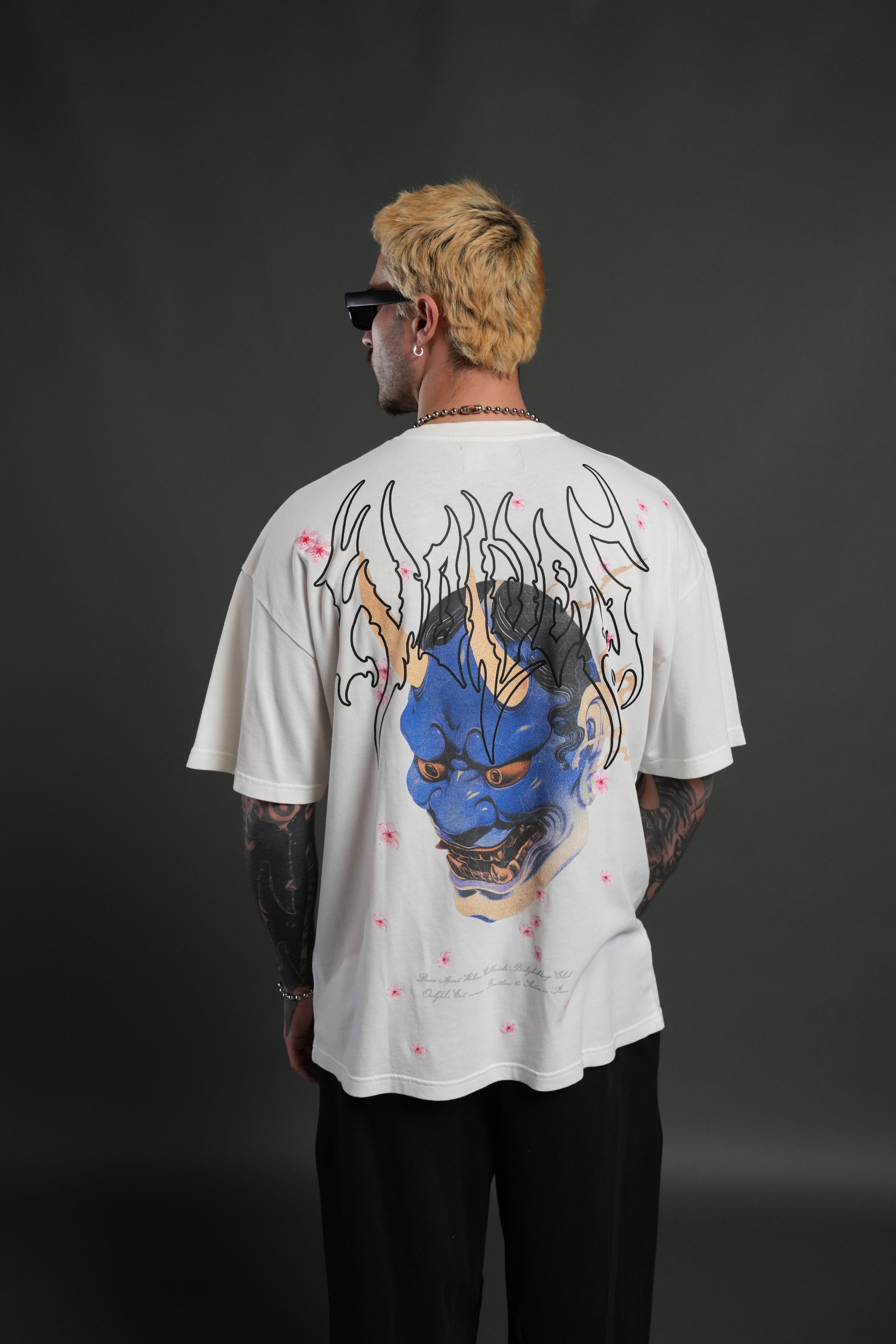 Oni Code Blossom "Premium" Oversized Tee in Cream