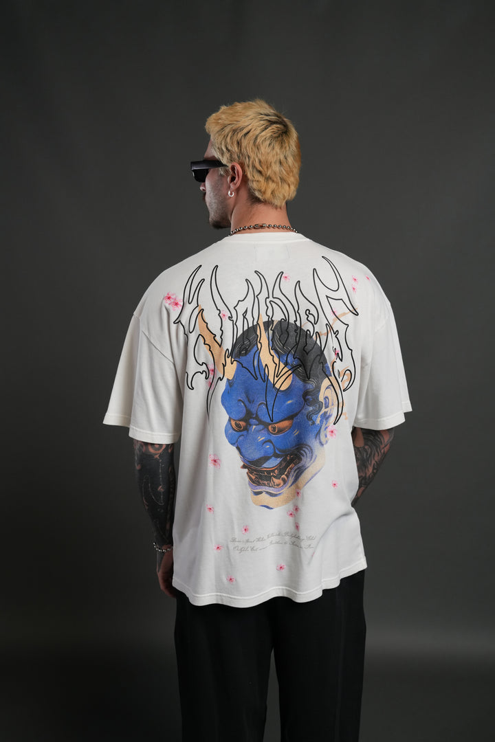 Oni Code Blossom "Premium" Oversized Tee in Cream