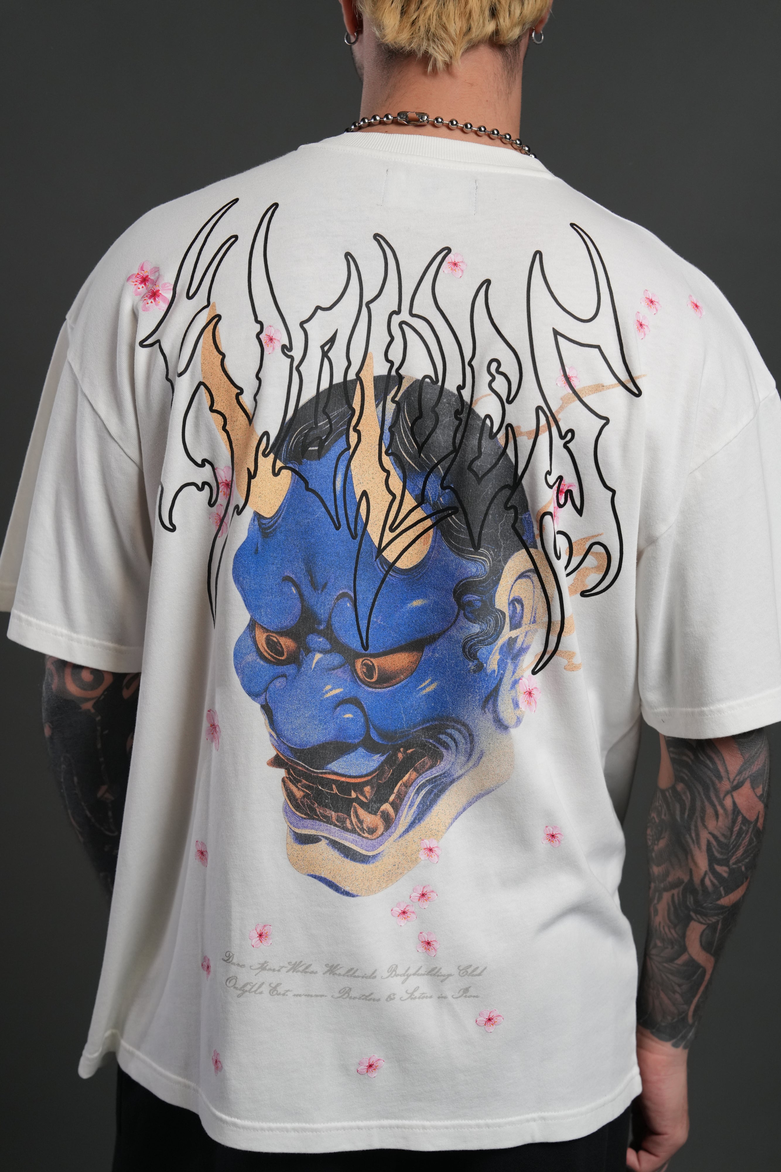 Oni Code Blossom "Premium" Oversized Tee in Cream