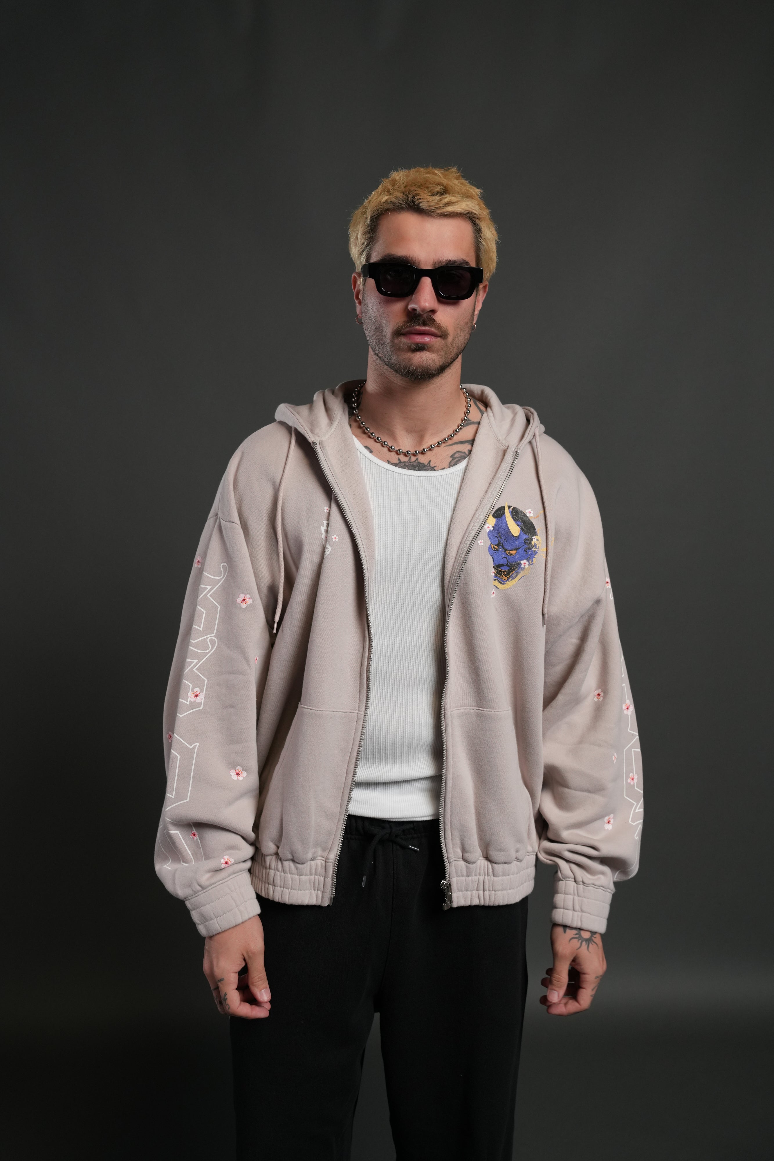Oni Code Blossom "Chambers" Zip Hoodie in Clay