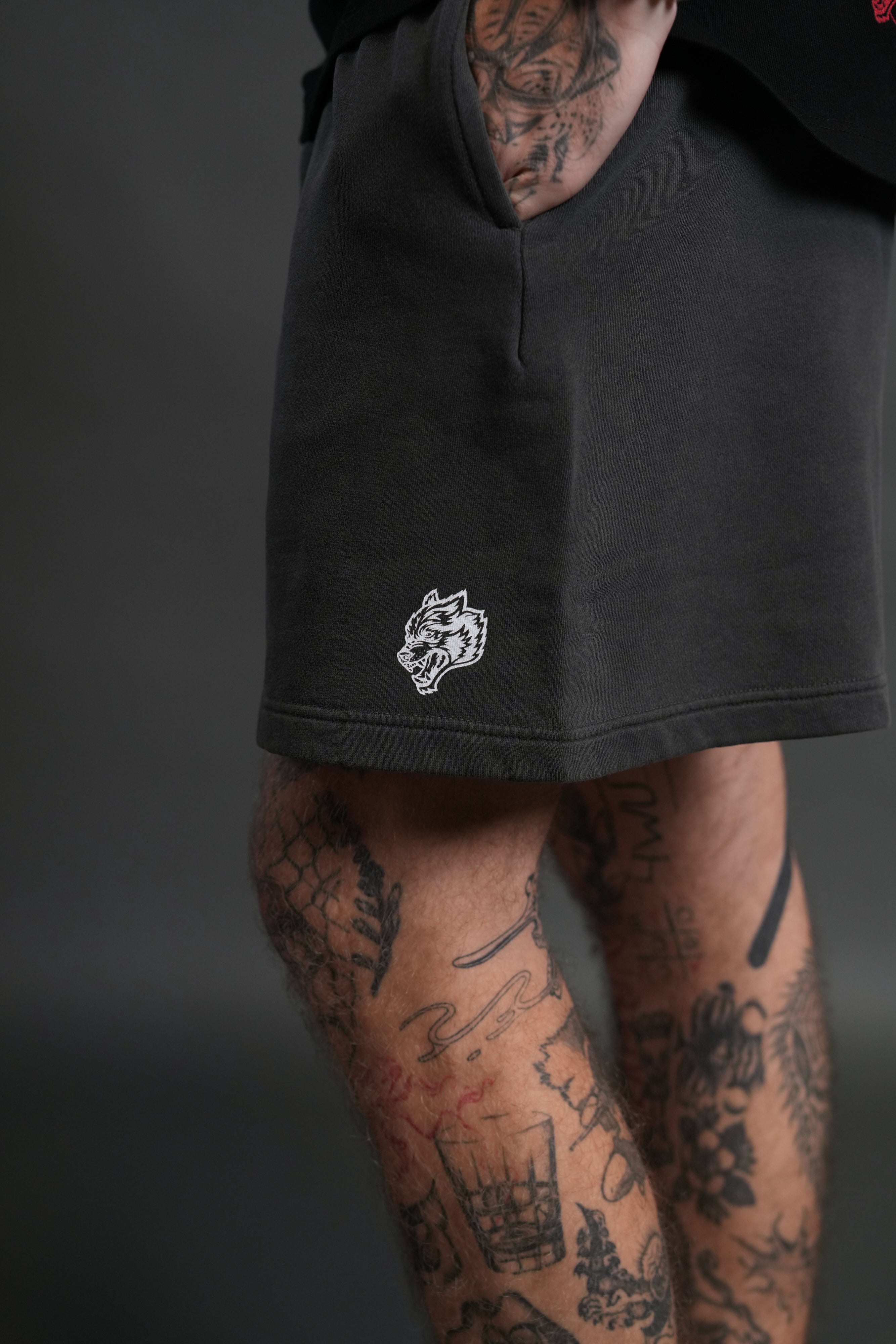 Box Patch Dual Post Lounge Sweat Shorts V2 in Wolf Gray