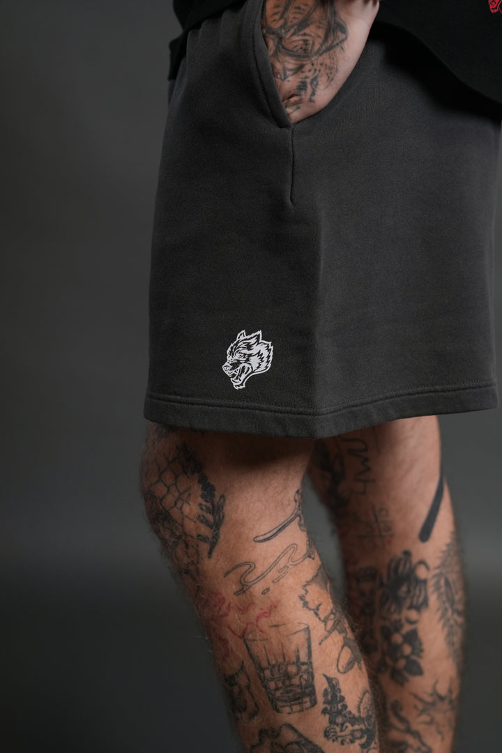 Box Patch Dual Post Lounge Sweat Shorts V2 in Wolf Gray