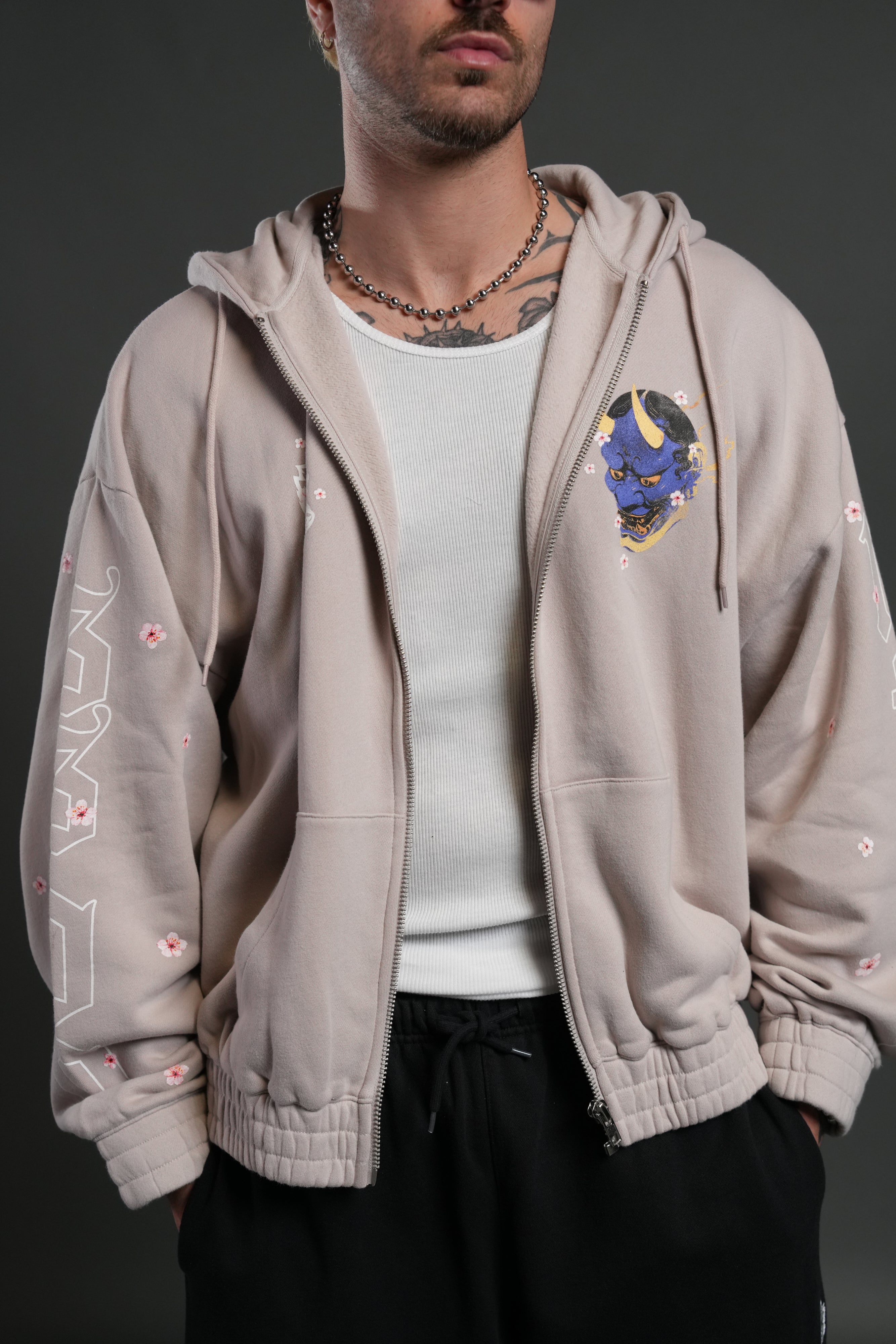 Oni Code Blossom "Chambers" Zip Hoodie in Clay