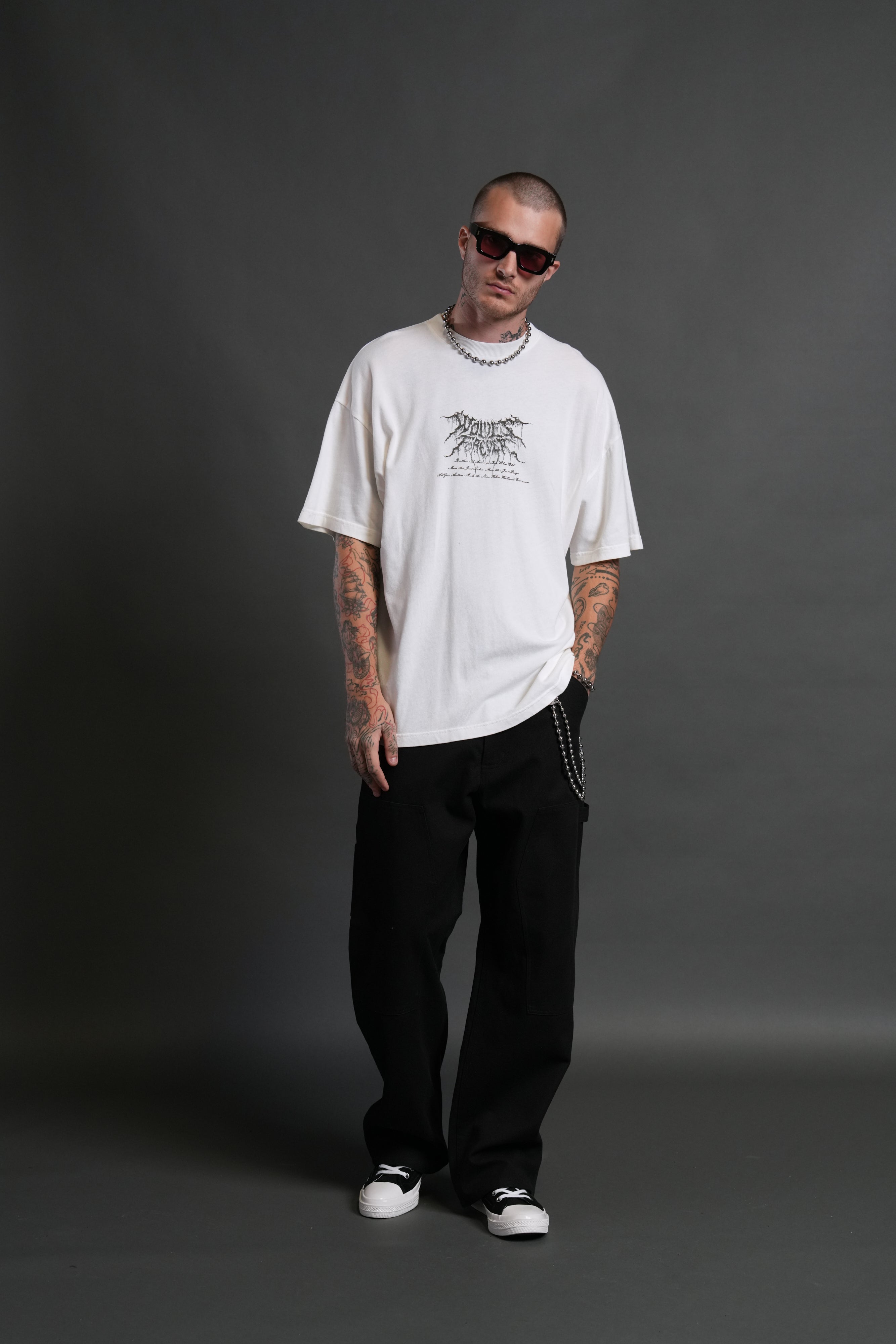 Demon Knight "Premium" Oversized Tee in Cream