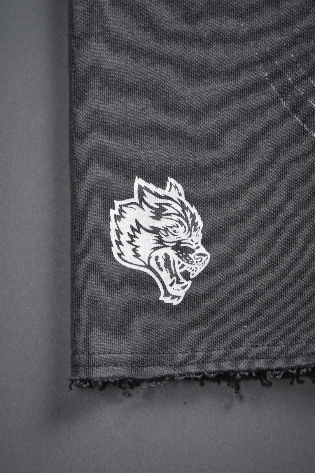 Iron Sakura Grunge Oversized Raw Hem Post Lounge Sweat Shorts in Slate Gray