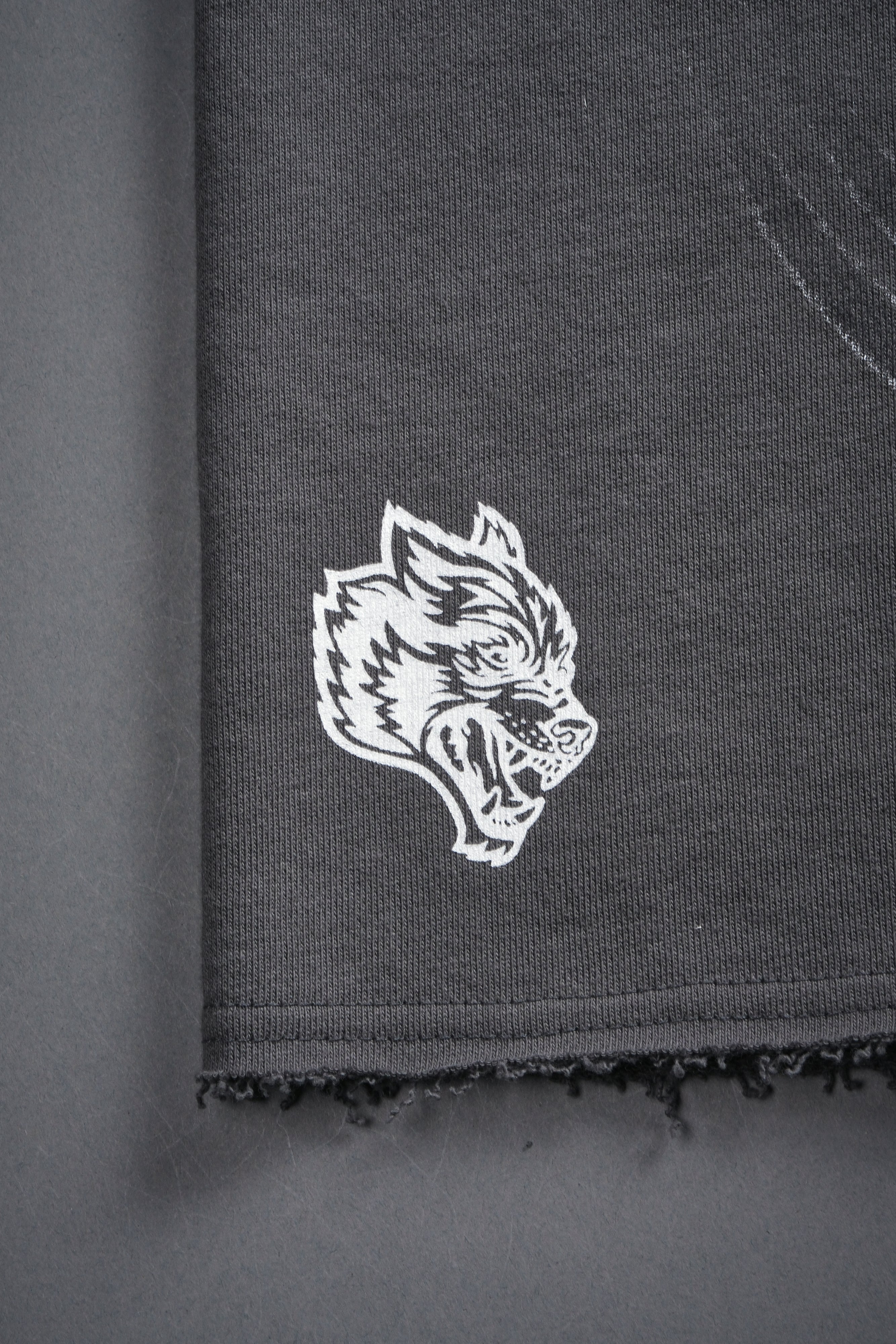 Iron Sakura Grunge Oversized Raw Hem Post Lounge Sweat Shorts in Slate Gray