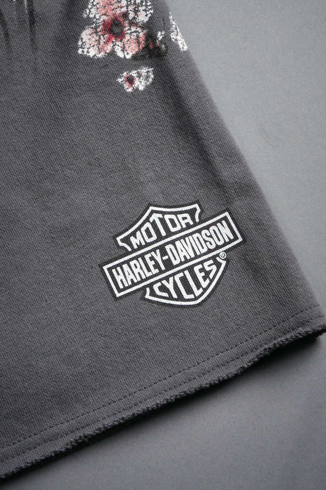 Iron Sakura Grunge Oversized Raw Hem Post Lounge Sweat Shorts in Slate Gray