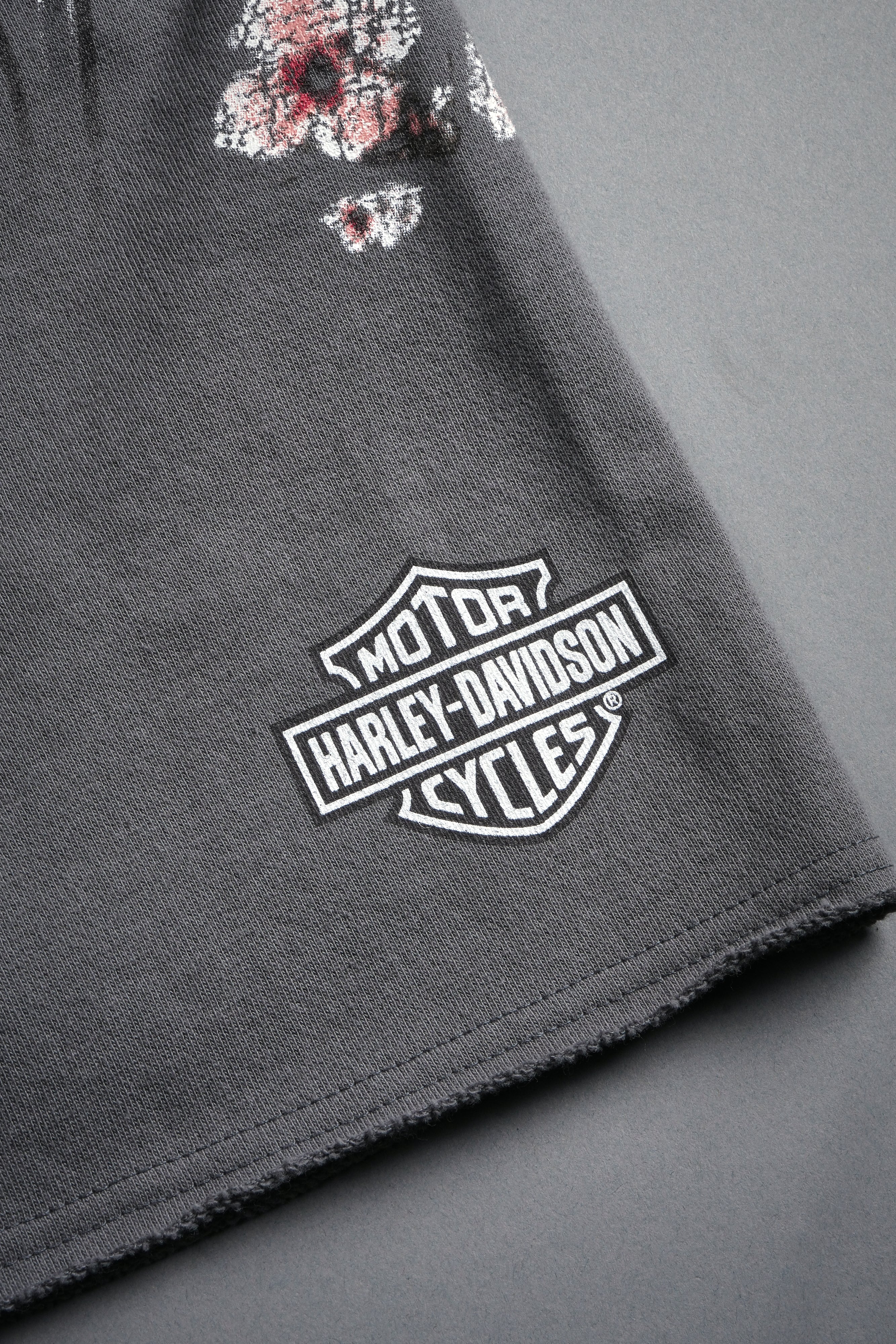 Iron Sakura Grunge Oversized Raw Hem Post Lounge Sweat Shorts in Slate Gray
