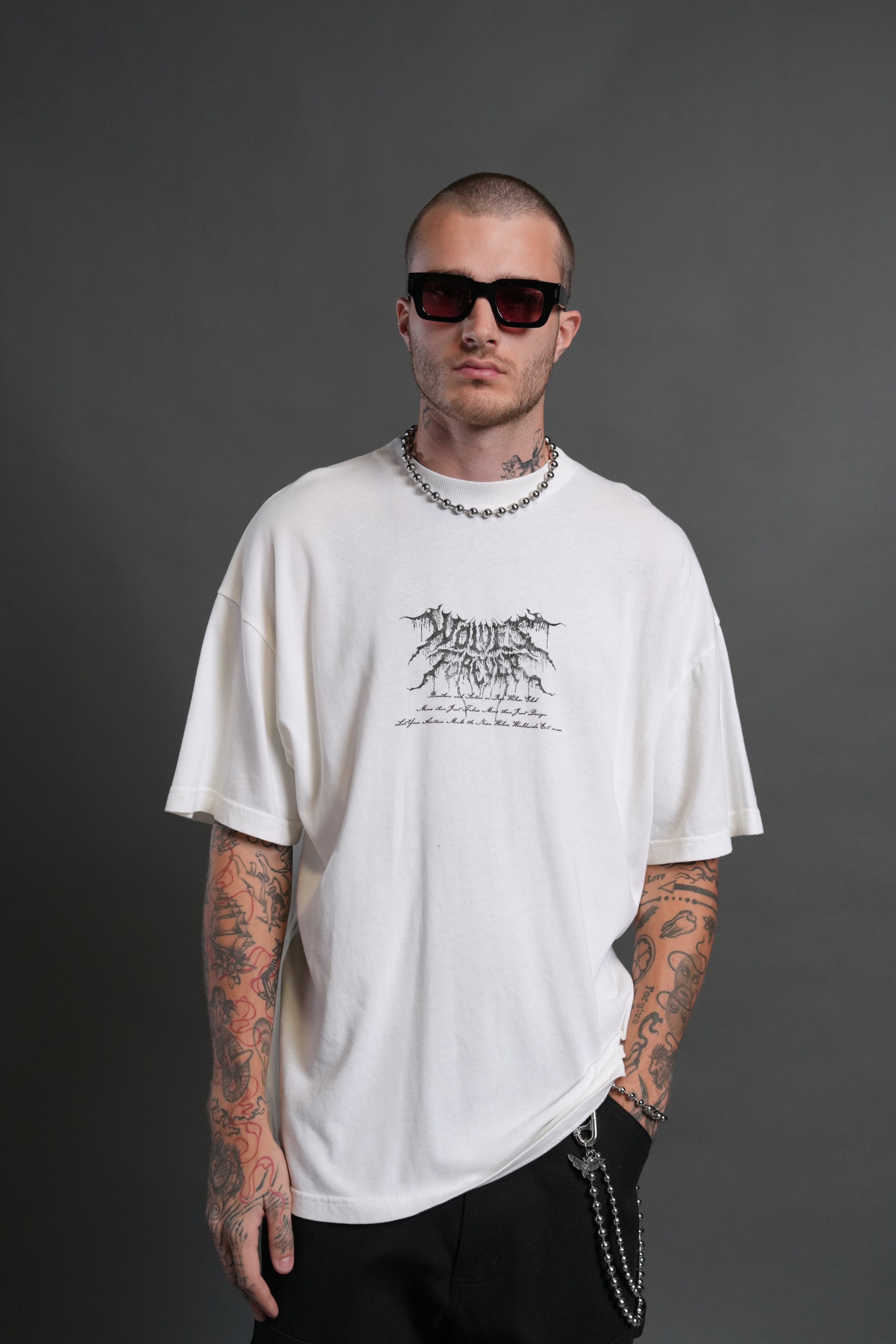 Demon Knight "Premium" Oversized Tee in Cream